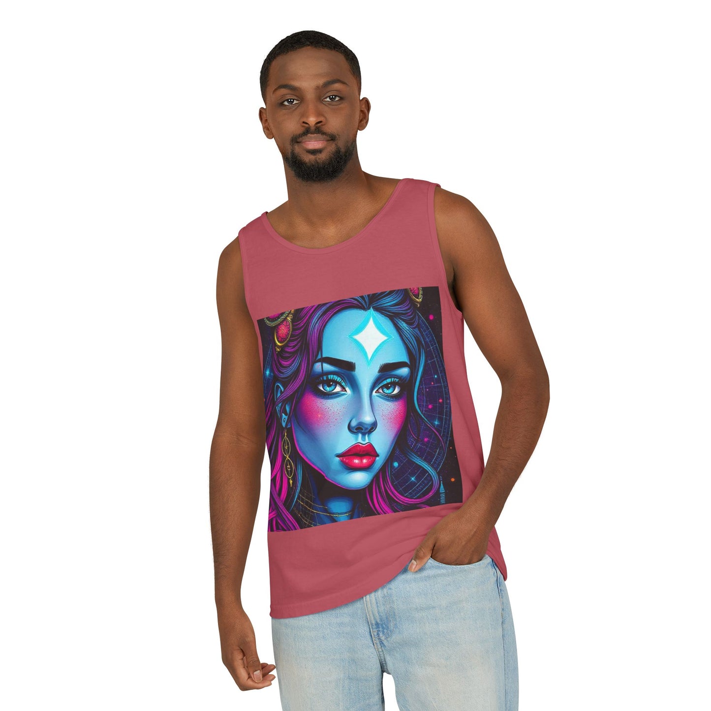 Unisex Garment-Dyed, Tank Top, Gemini, Pop Art, 100% US cotton