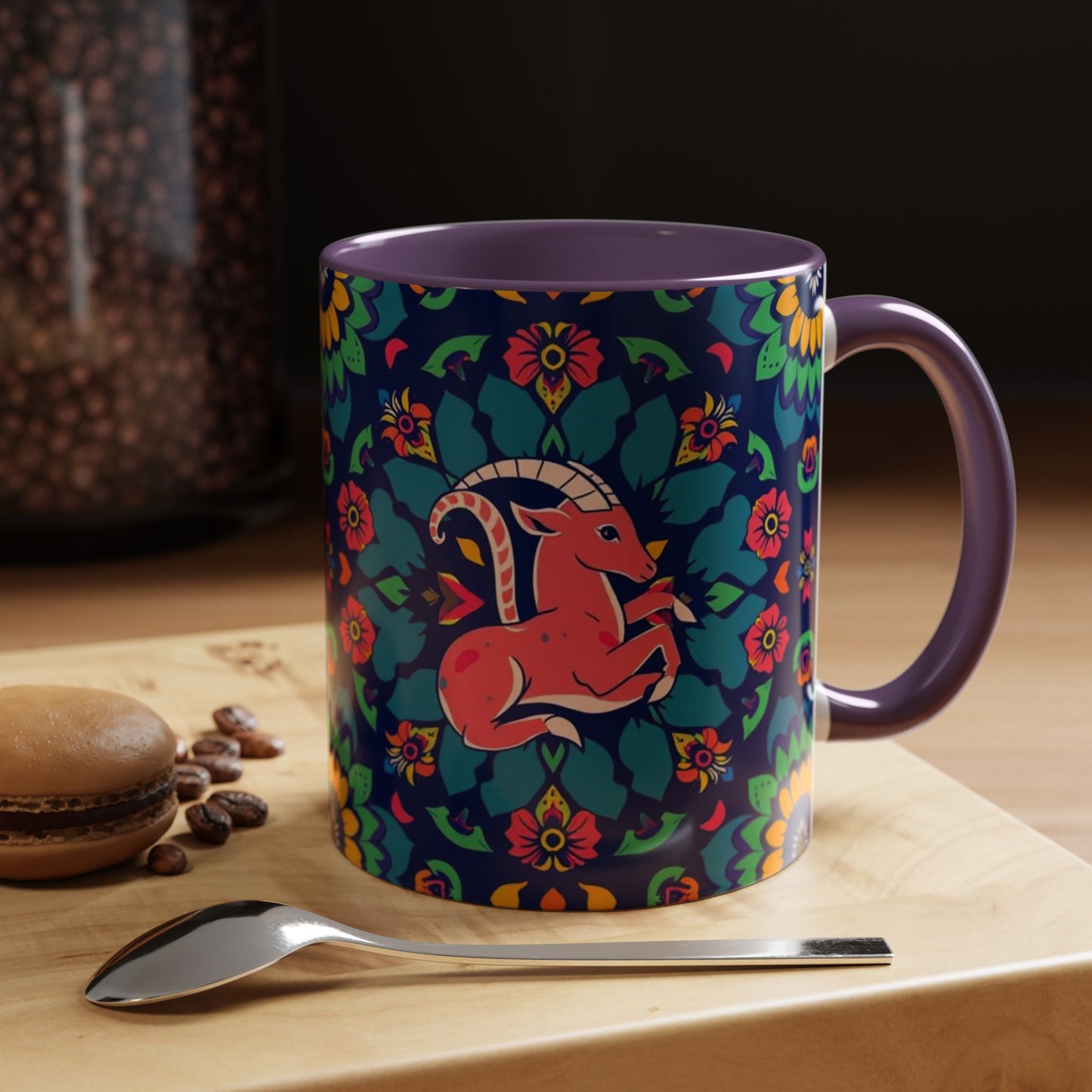 Accent Coffee Mug, Capricorn, Zodiac, Flower Pattern, (11, 15oz)