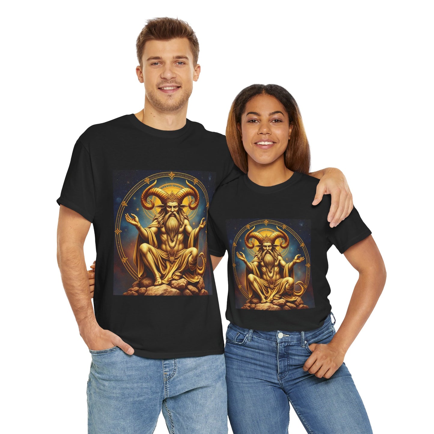 Unisex Heavy Cotton T-Shirt, On The Throne, Taurus Zodiac Design