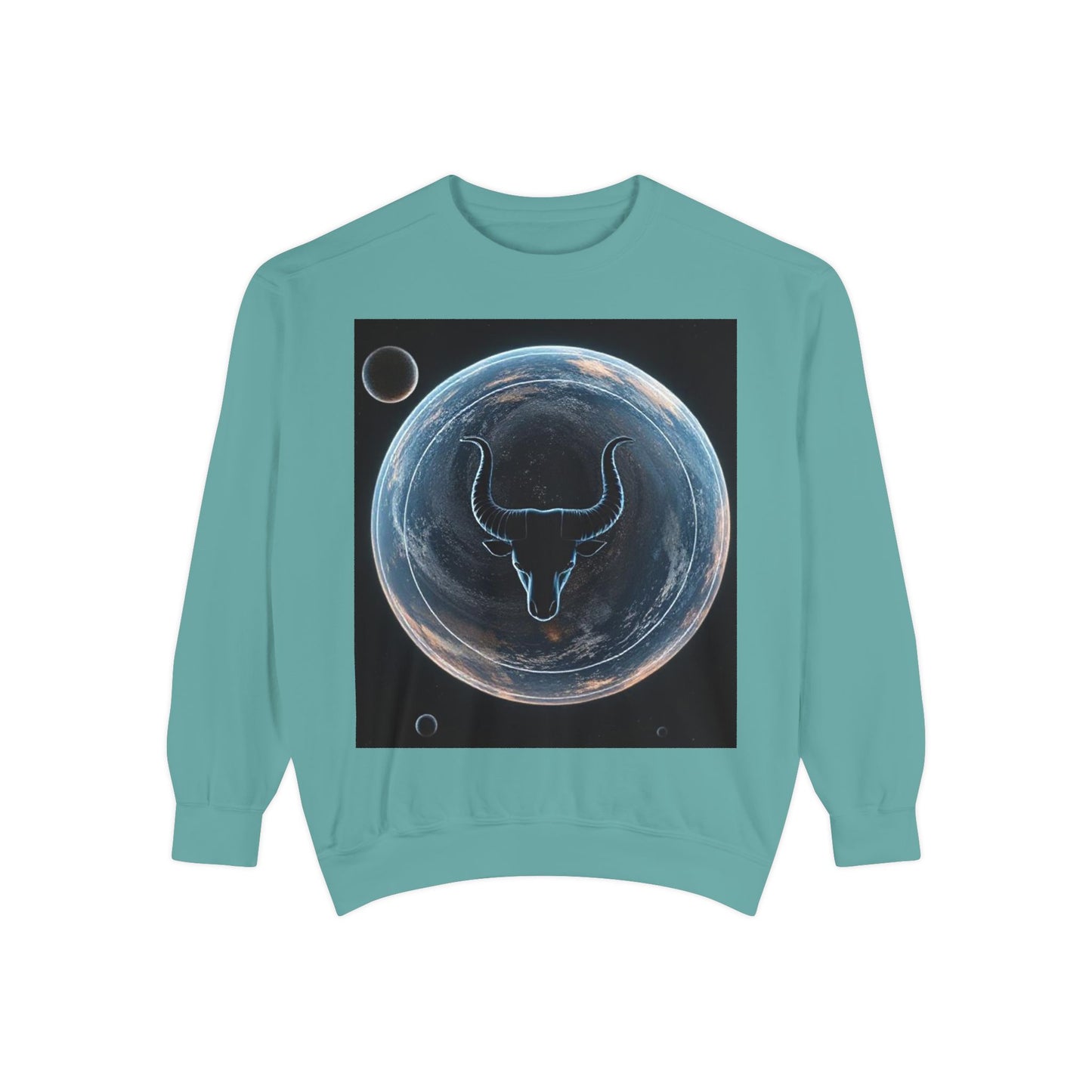 Garment-Dyed Sweatshirt, Unisex, Space Animal Design, Taurus