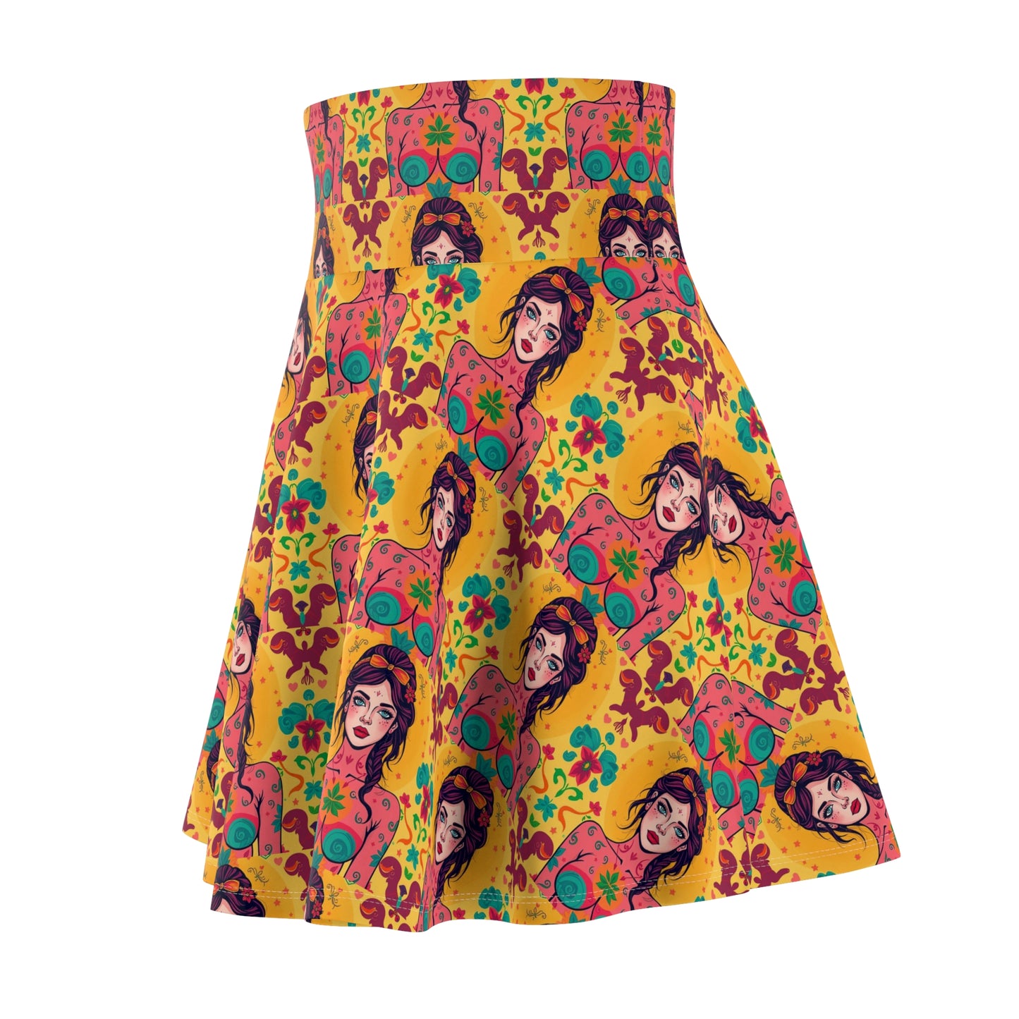 Women's Skater Skirt, (AOP), Virgo, Zodiac v1, Sexy Pattern