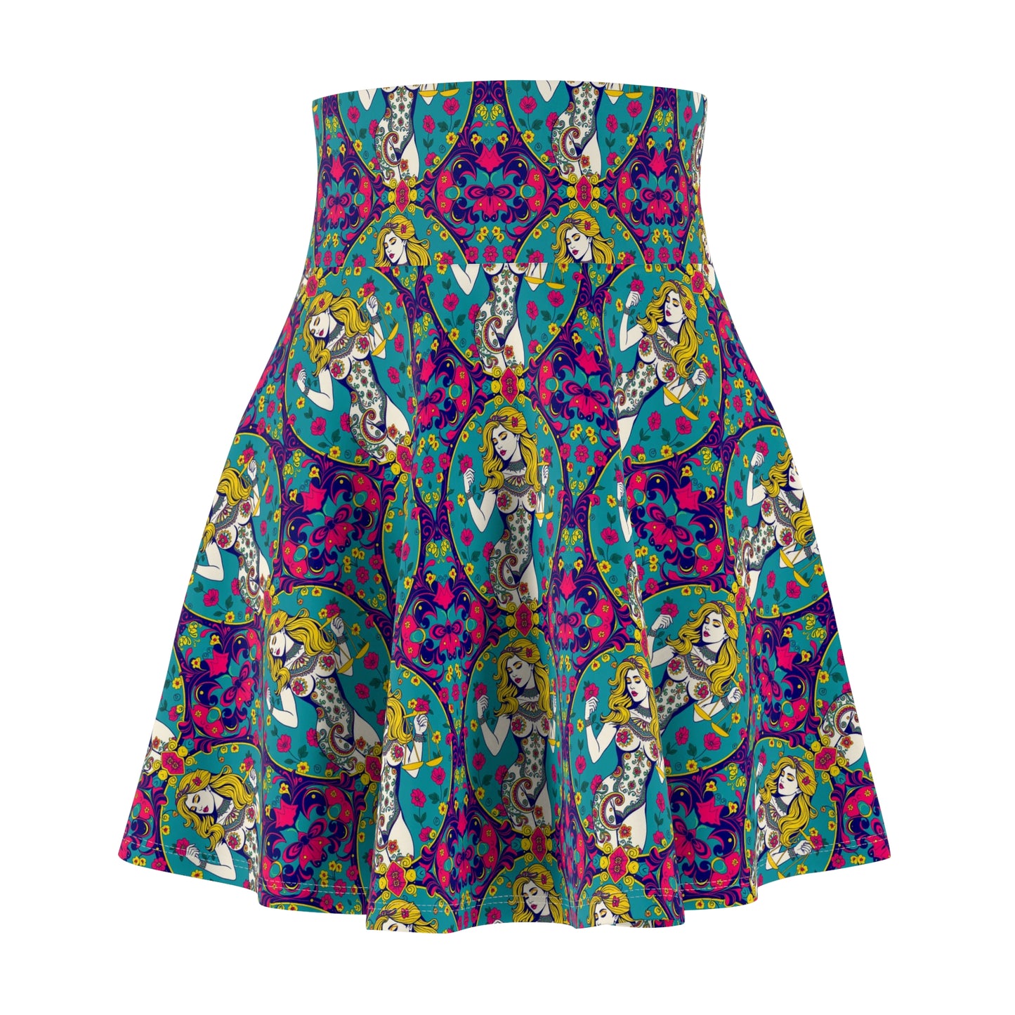 Women's Skater Skirt, (AOP), Libra, Zodiac v1, Sexy Pattern
