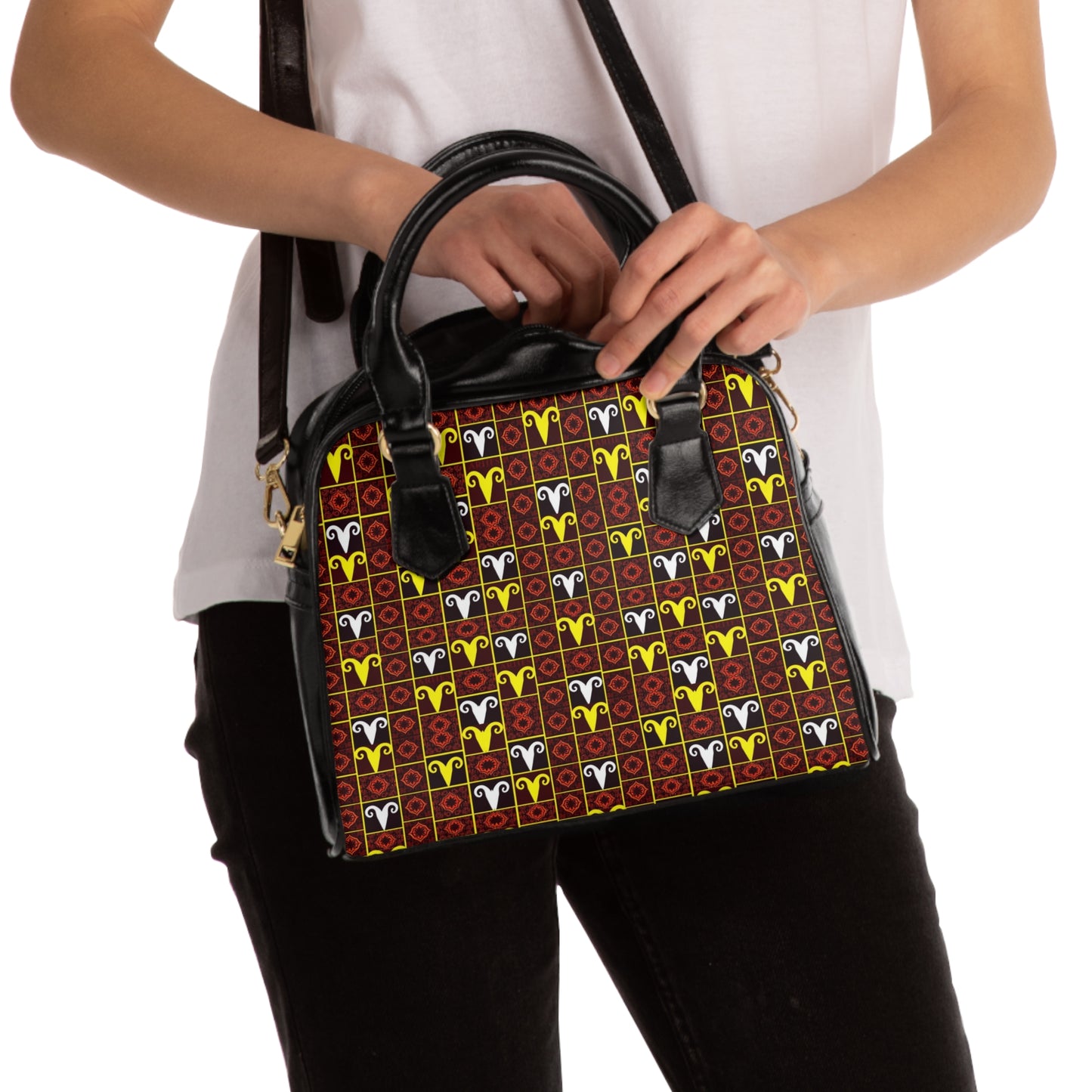 Shoulder Handbag, Aries, Zodiac v4, Shapes Pattern