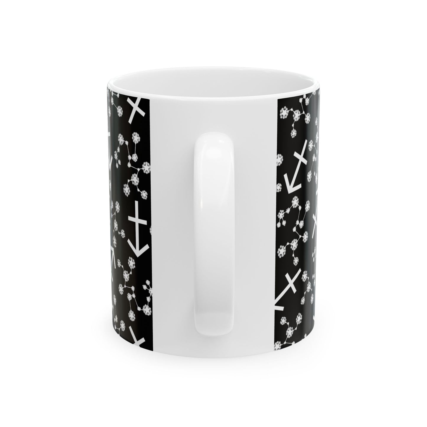 Ceramic Mug, (11oz, 15oz), Ceramic Coffee Mug, Black AOP, Sagittarius Zodiac Design
