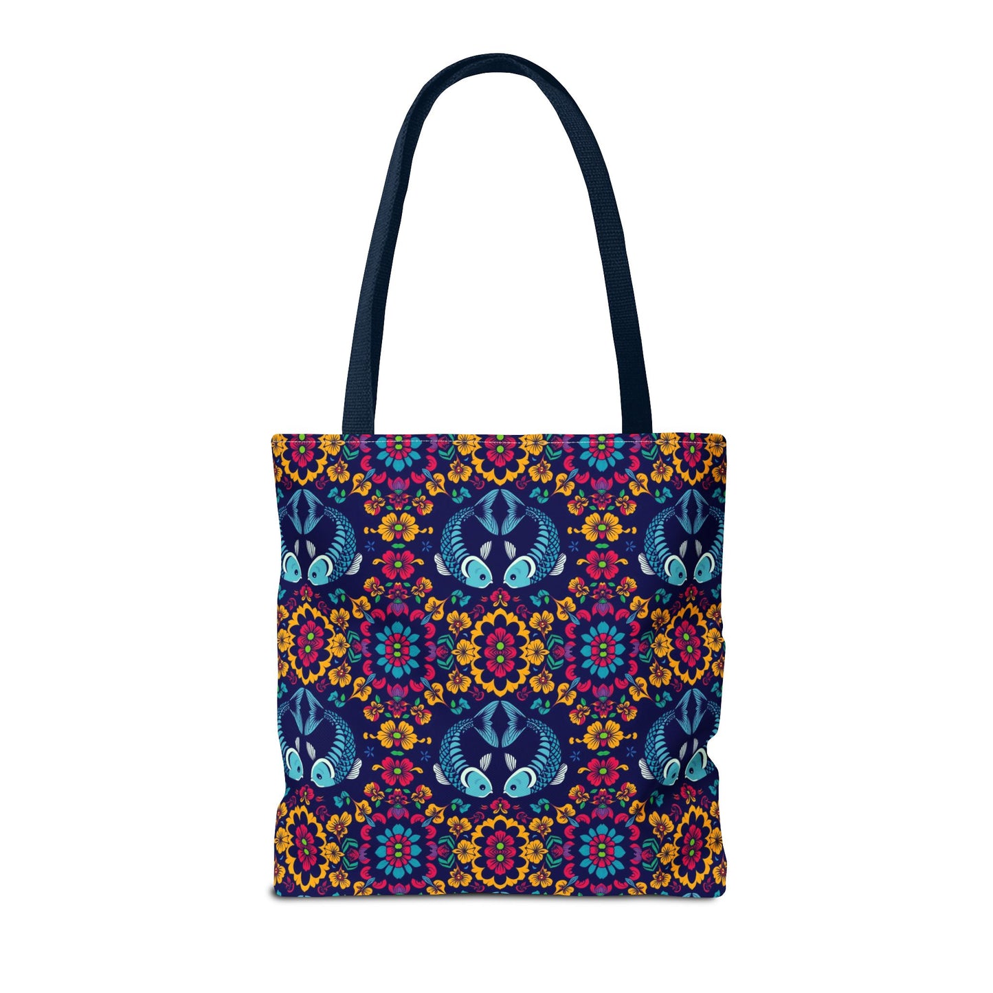 Tote Bag, (AOP), Pisces, Zodiac v3, Flower Pattern