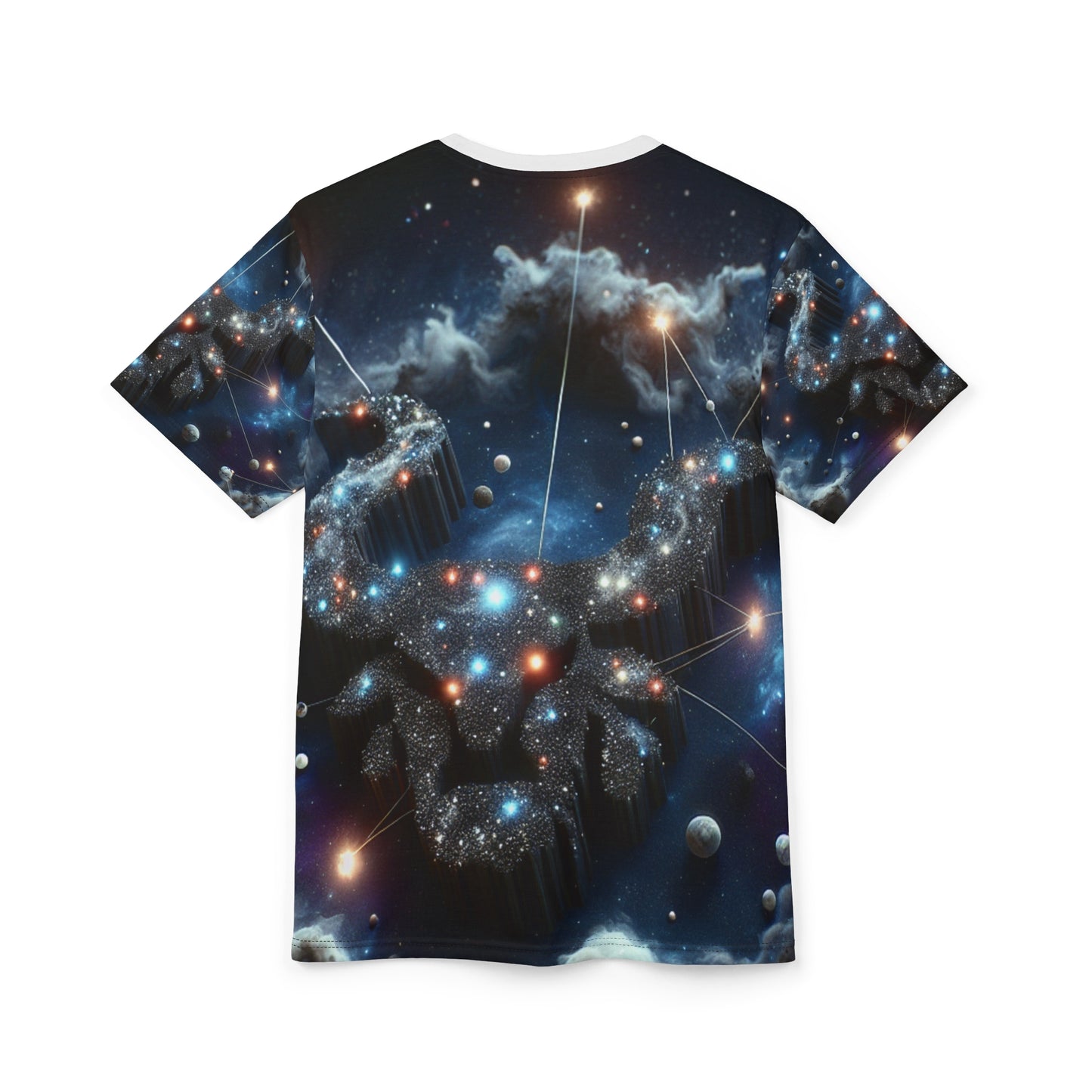 Unisex Cut & Sew T-Shirt (AOP), Space Bull Head, Taurus Zodiac Design, Regular fit, 100% Polyester