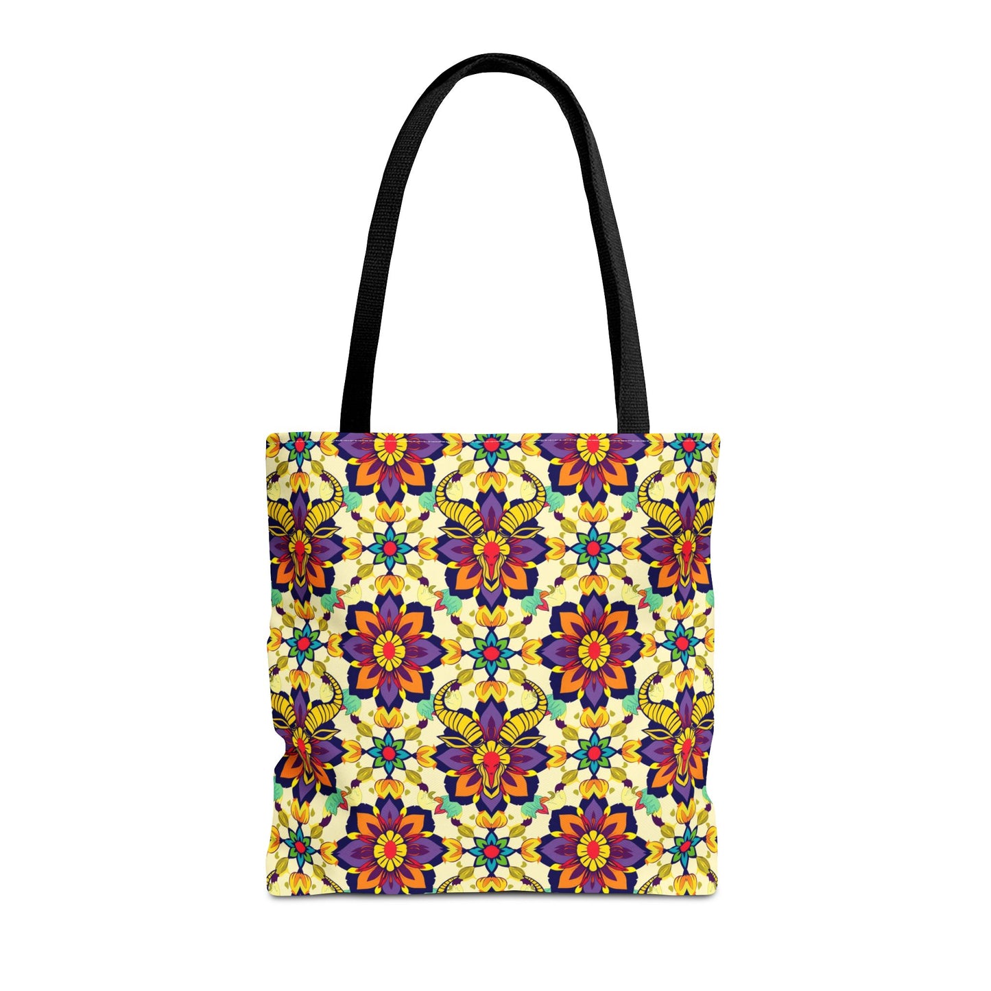Tote Bag, (AOP), Taurus, Zodiac v5, Flower Pattern