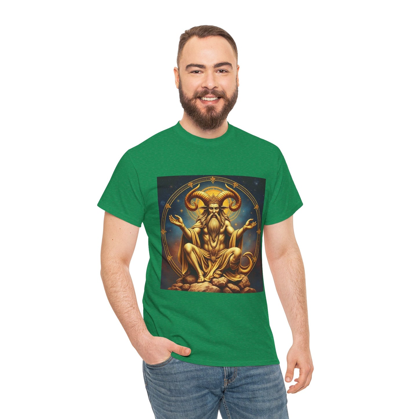 Unisex Heavy Cotton T-Shirt, On The Throne, Taurus Zodiac Design