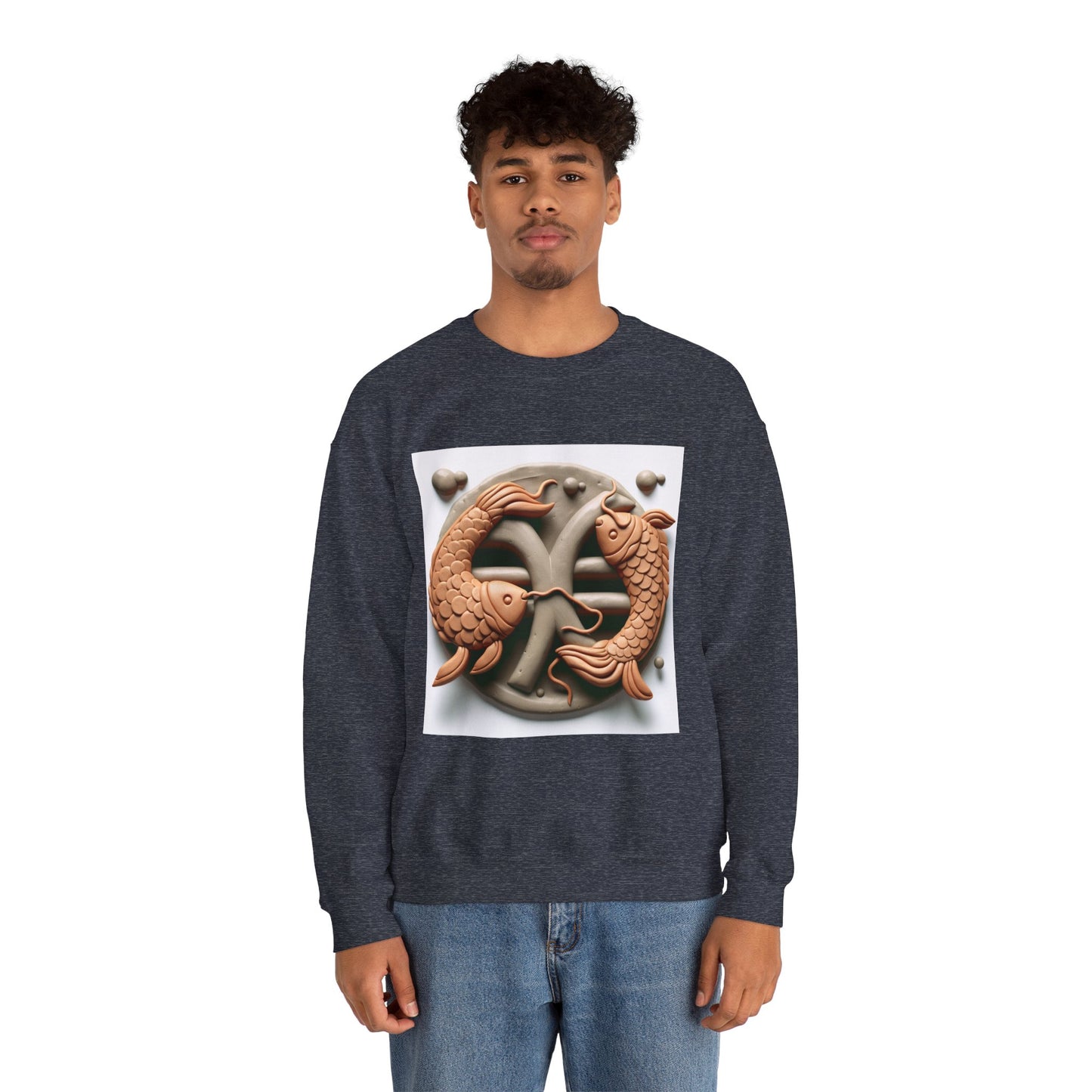 Unisex Heavy Blend™ Crewneck Sweatshirt,Two Fishes Pisces Zodiac Design