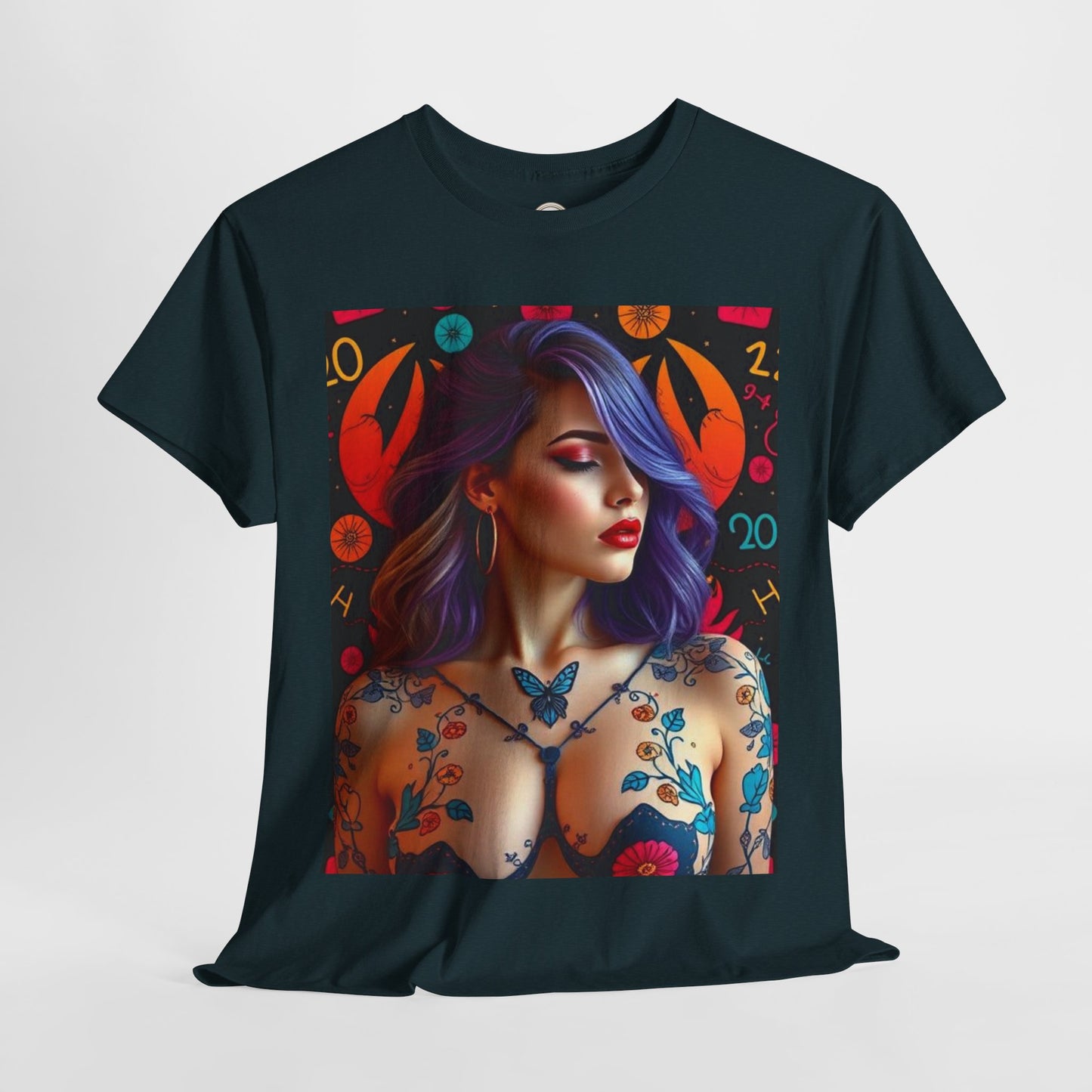 Unisex Heavy Cotton T-Shirt, Cancer, Zodiac, Sexy Art