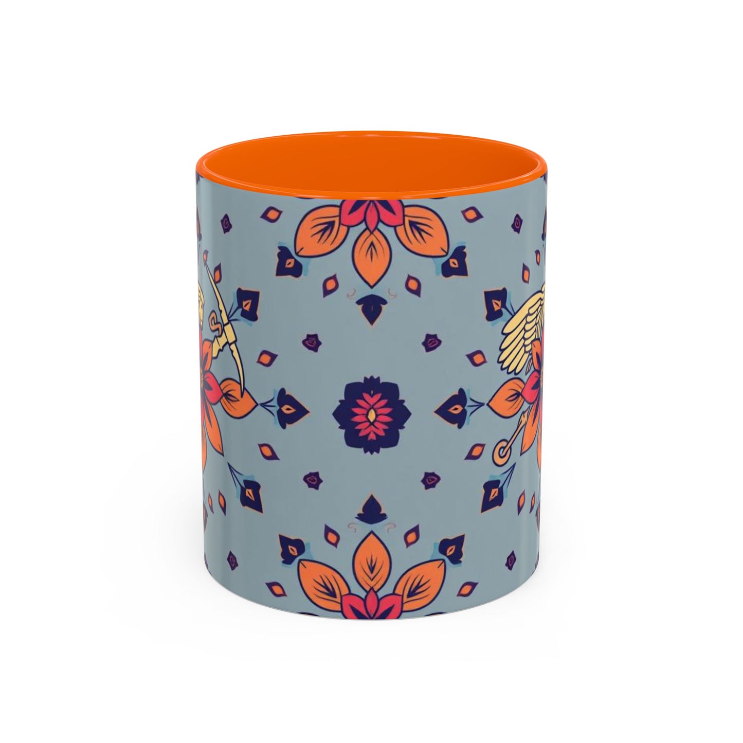 Accent Coffee Mug, Sagittarius, Zodiac v3. Flower Pattern, (11, 15oz)