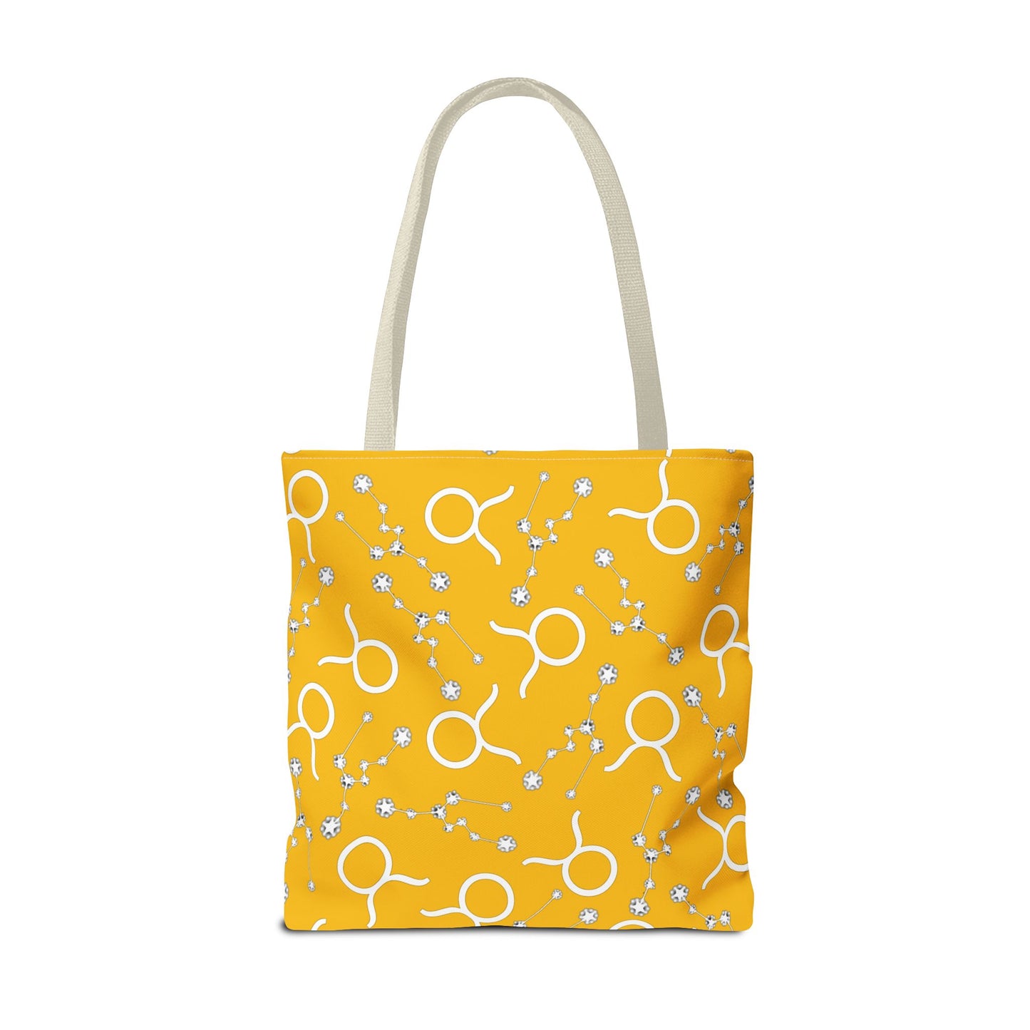 Tote Bag, Taurus Zodiac Sign, AOP, (Yellow, White)