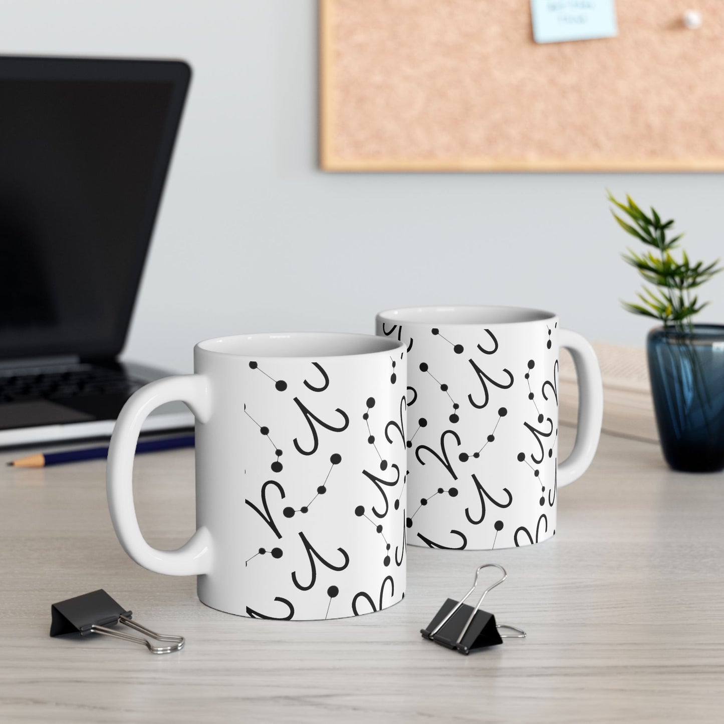 Ceramic Mug, (11oz, 15oz), Ceramic Coffee Mug, AOP, Constellation & Symbol, Aries Zodiac Design