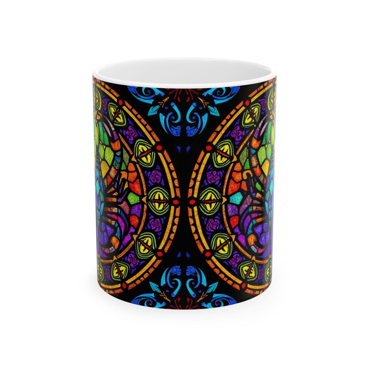 Ceramic Mug, (11oz, 15oz), Ceramic Coffee Mug, AOP, Glass Design v1, Scorpio Zodiac