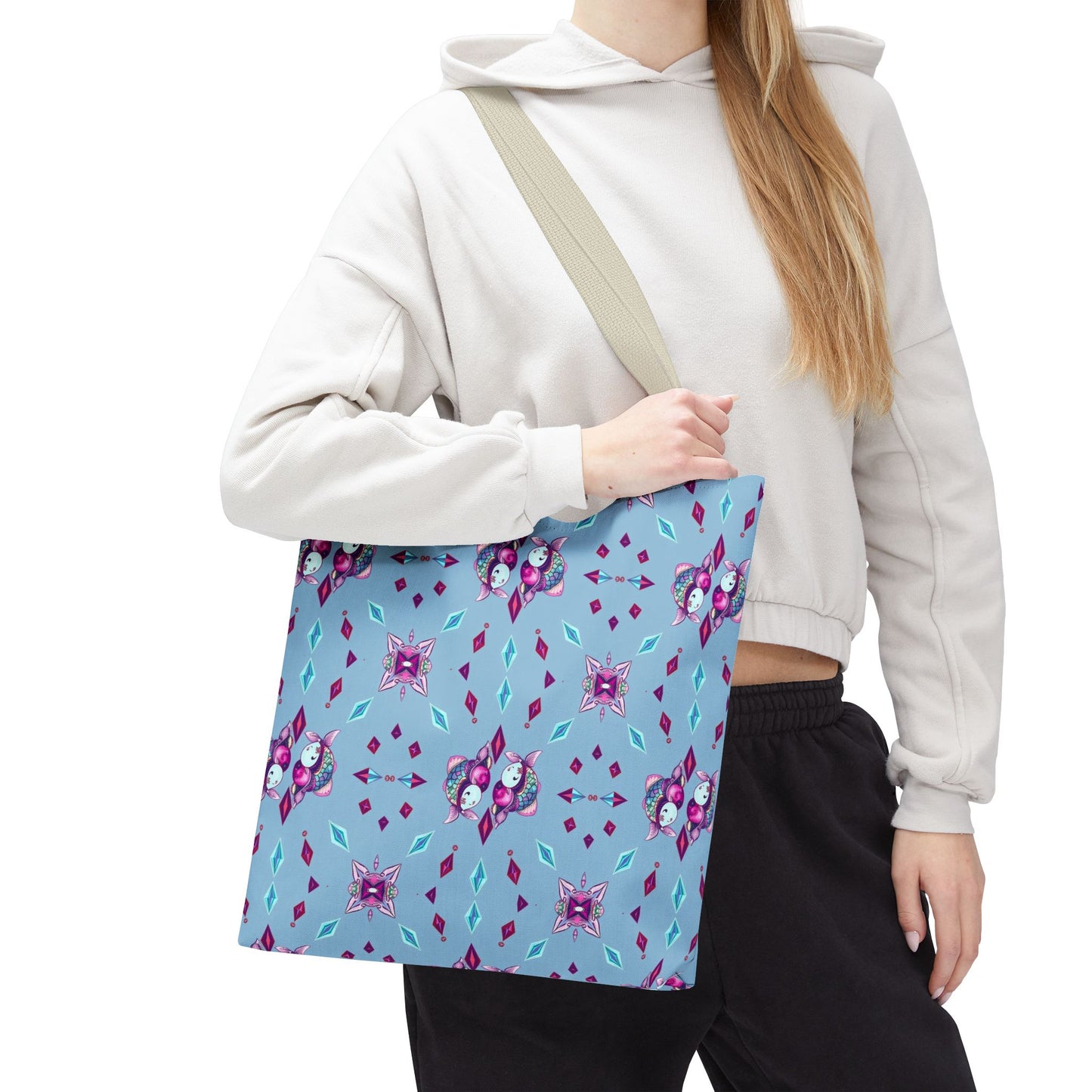 Tote Bag (AOP), Pisces, Zodiac v1, Jewel Pattern