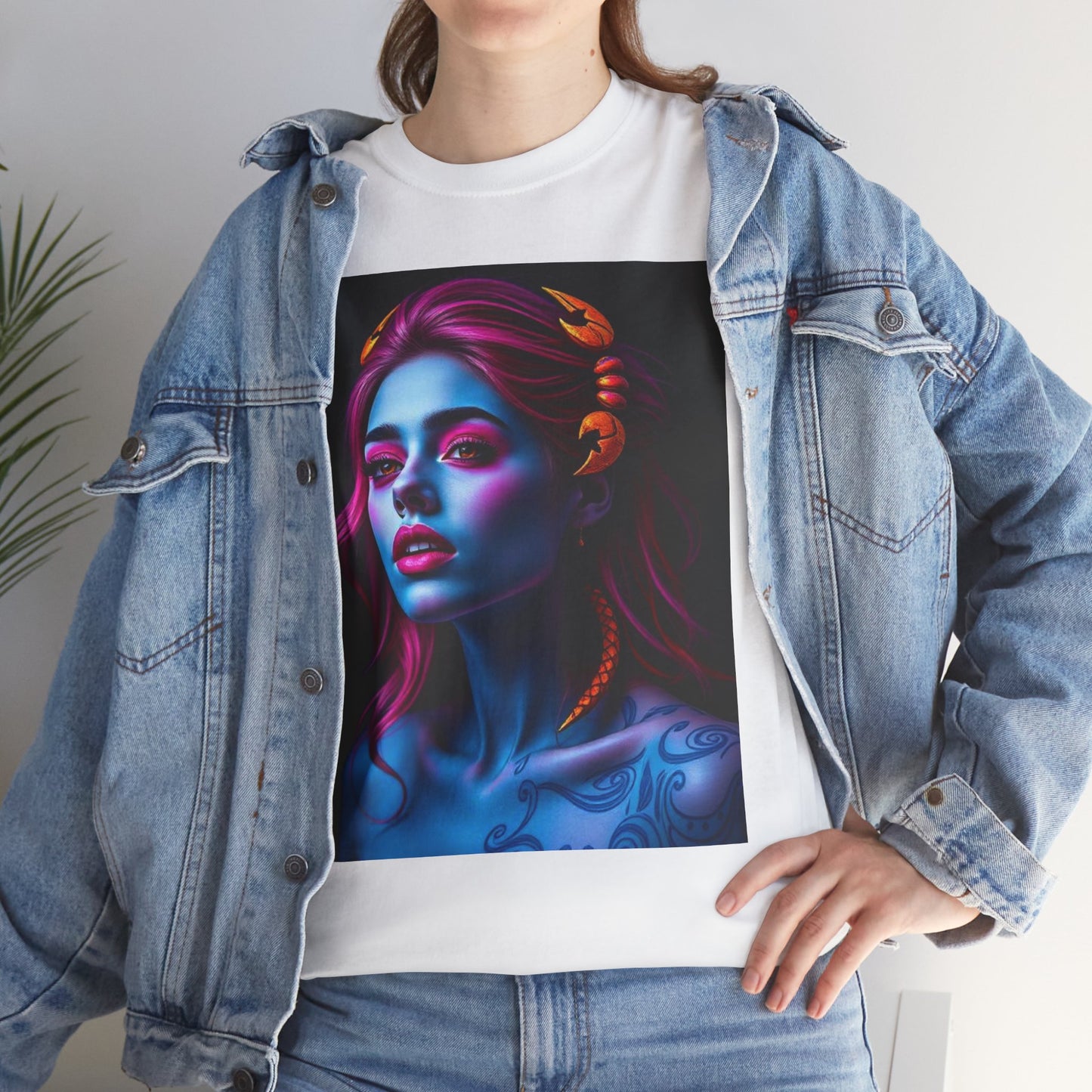 Unisex Heavy Cotton T-Shirt, Scorpio, Zodiac, Sexy Art