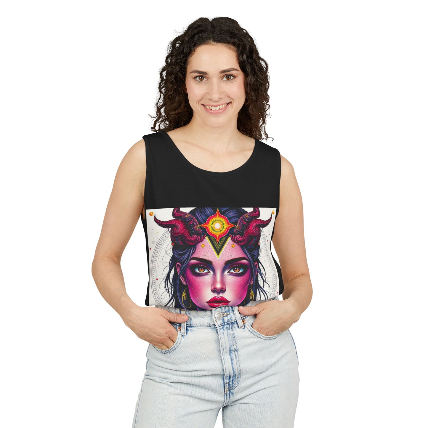 Unisex Garment-Dyed, Tank Top, Virgo Design, Pop Art, 100% US cotton