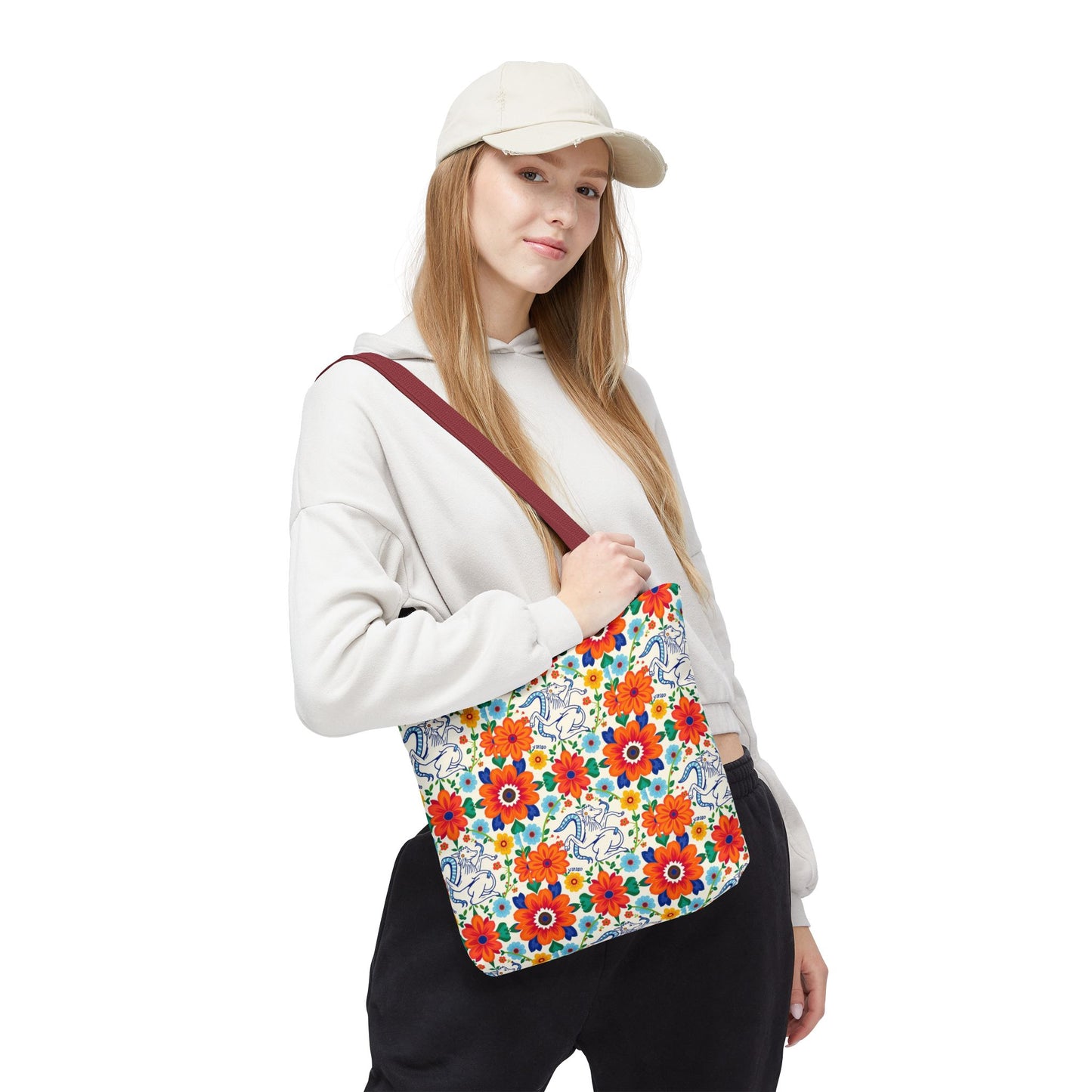 Tote Bag, (AOP), Virgo, Zodiac v1, Flower Pattern