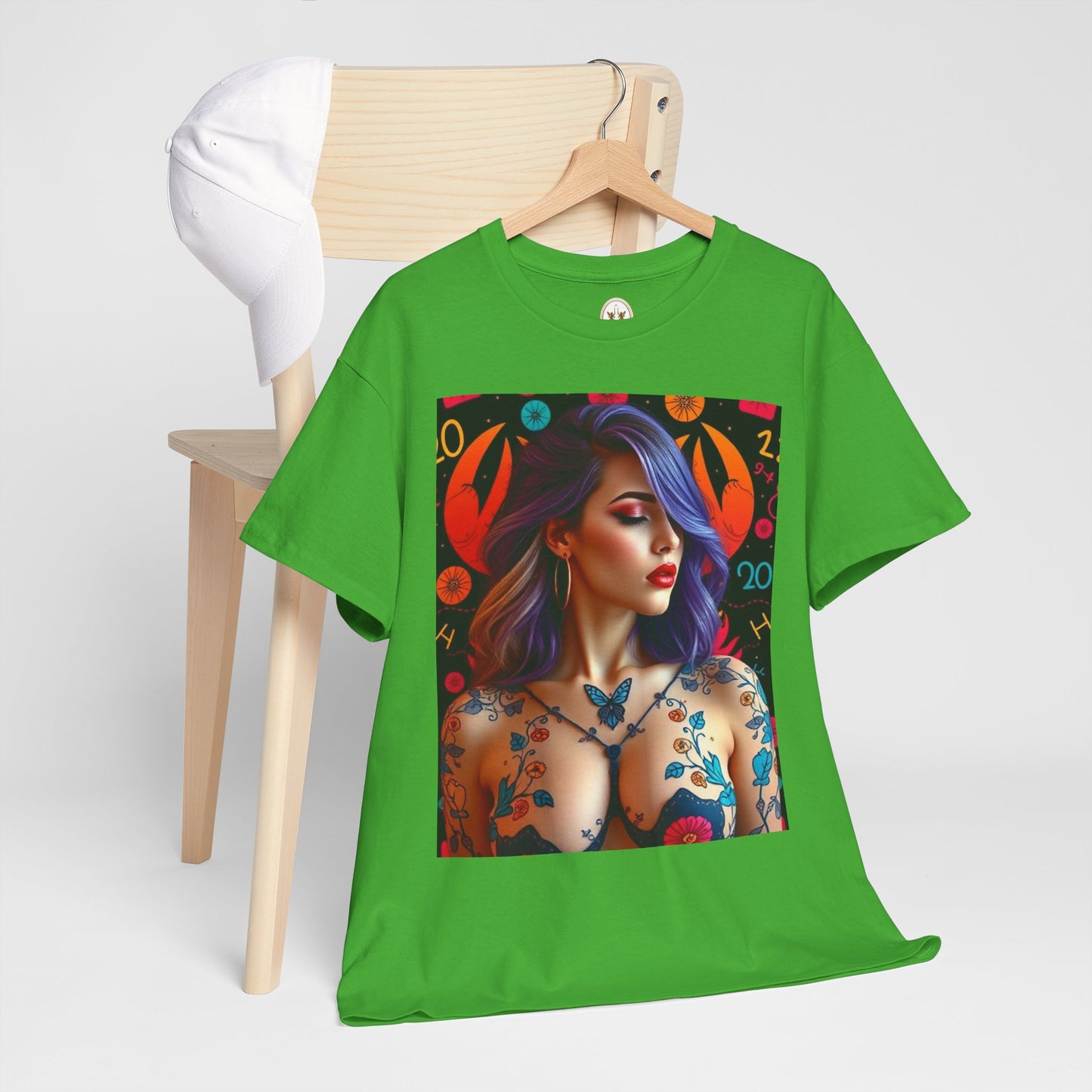 Unisex Heavy Cotton T-Shirt, Cancer, Zodiac, Sexy Art