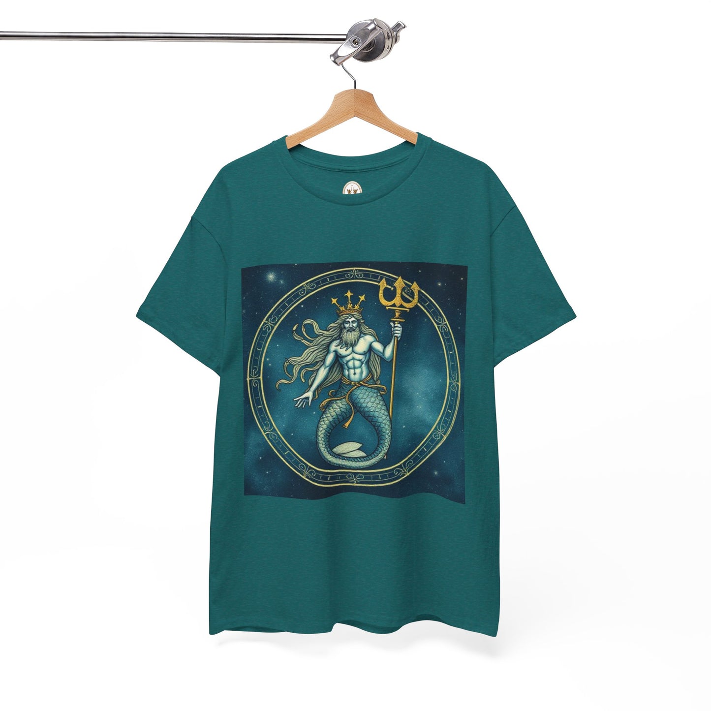Unisex Heavy Cotton T-Shirt, Aquarius God 6v, Zodiac Design
