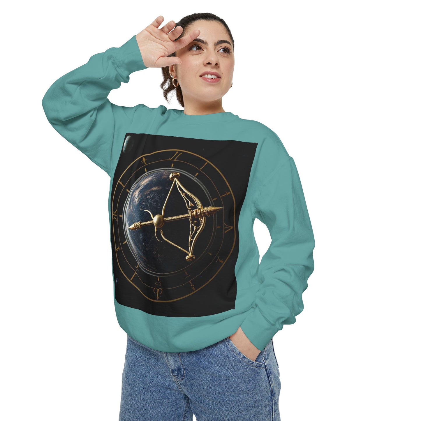 Garment-Dyed Sweatshirt, Unisex, Space Symbol Design v1, Sagittarius