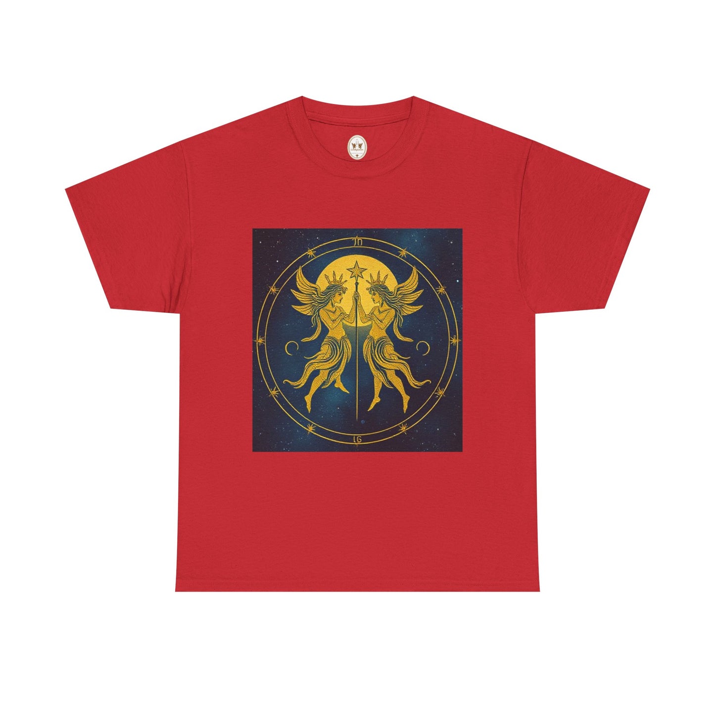 Unisex Heavy Cotton T-Shirt, Space Twins v3, Gemini Zodiac Design