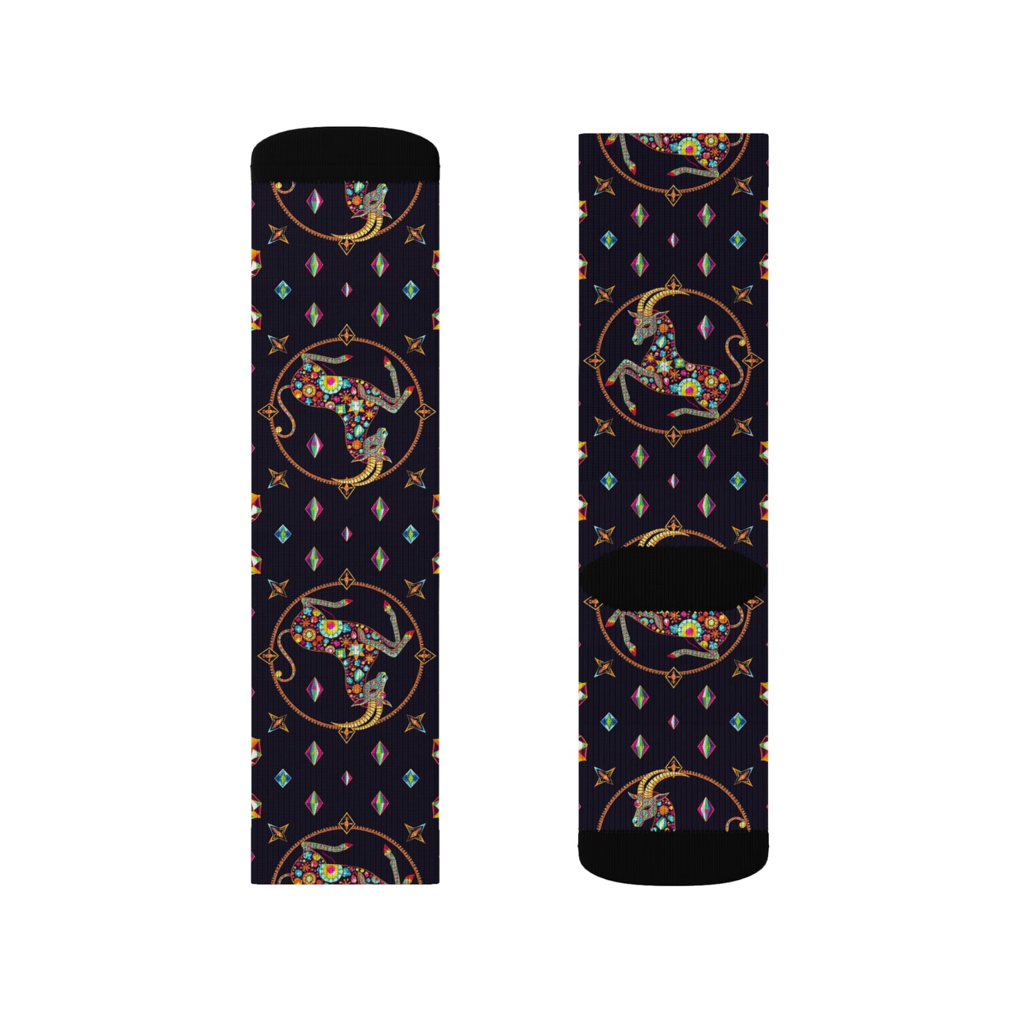 Sublimation Socks, Capricorn, Zodiac v4, Jewel Pattern