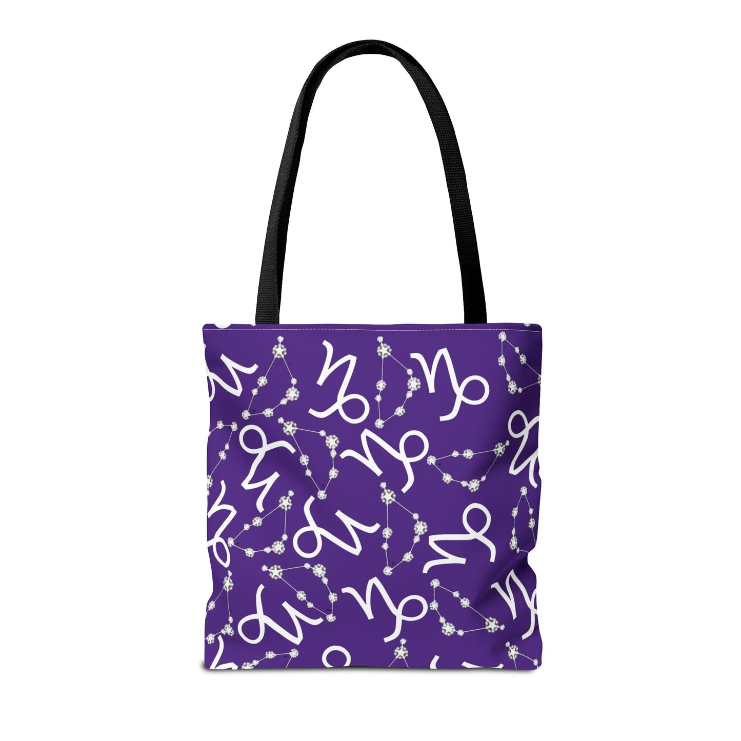 Tote Bag, Capricorn Zodiac Sign, AOP, (Purple, White)