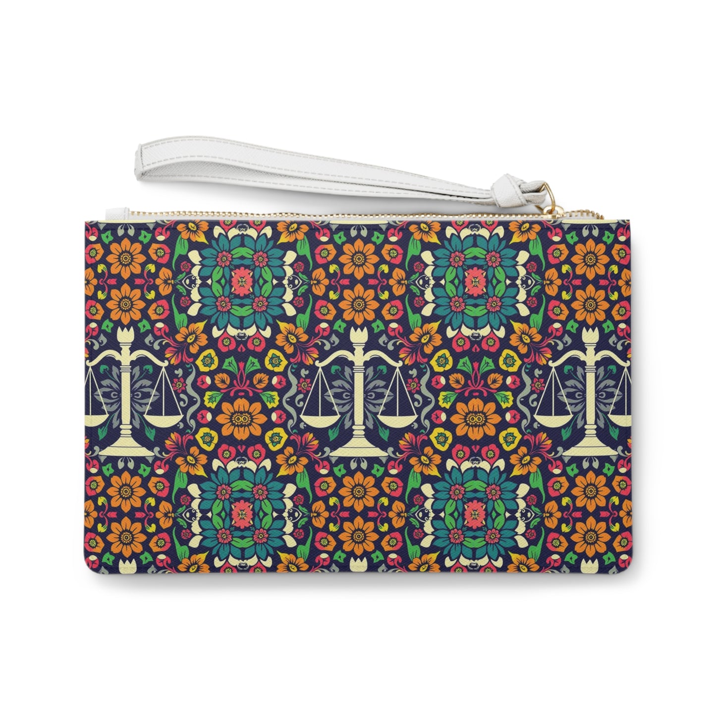 Clutch Bag, Libra, Zodiac v1, Flower Pattern