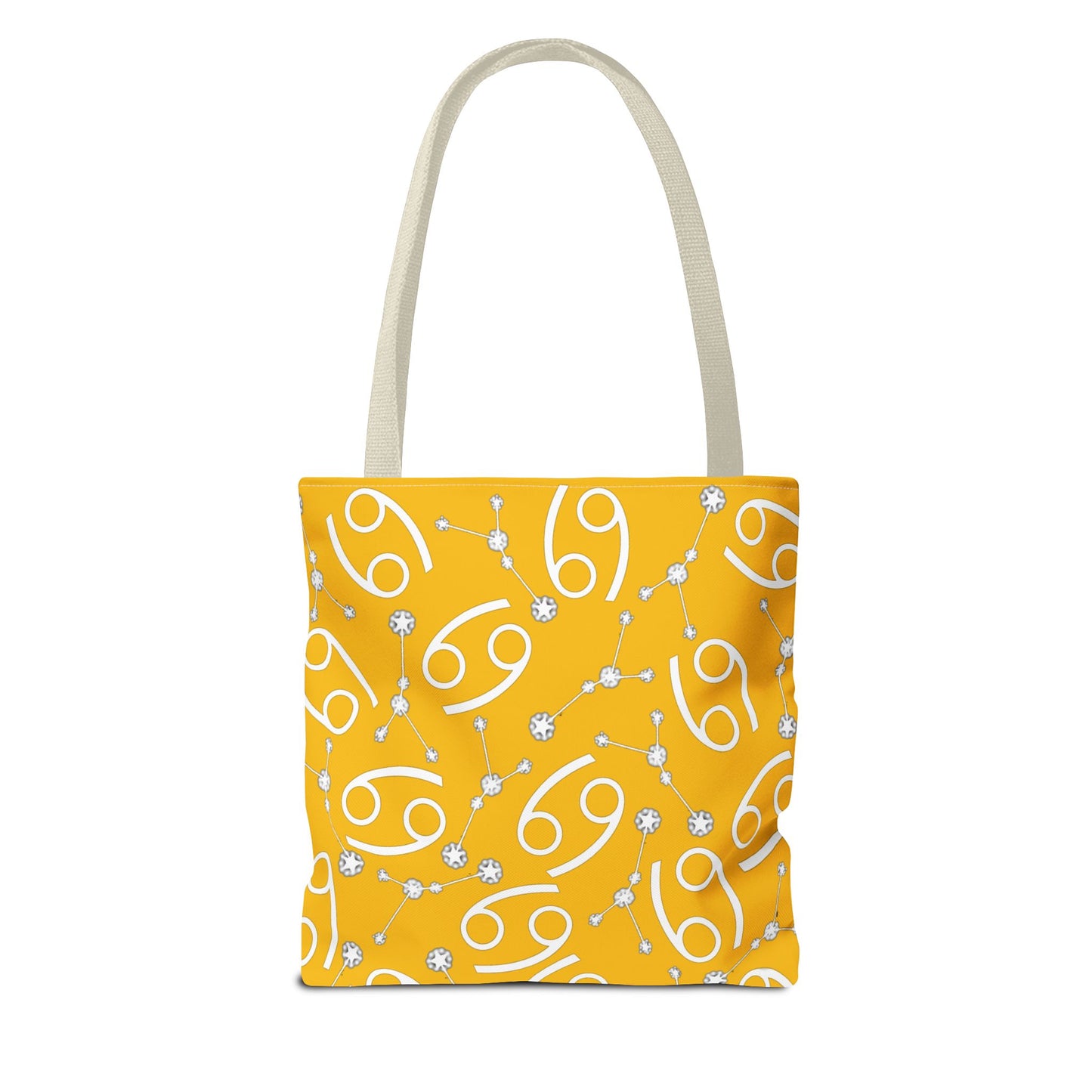 Tote Bag, Cancer Zodiac Sign, AOP, (Yellow, White)