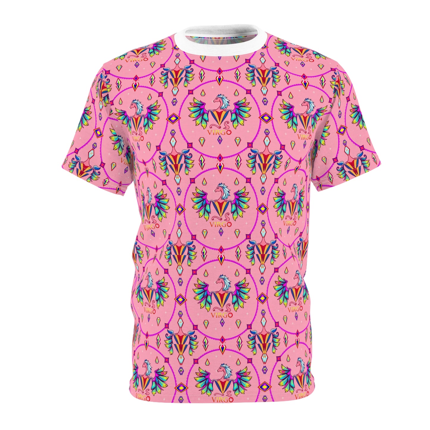 Unisex Cut & Sew T-Shirt, (AOP), Virgo, Zodiac v2, Jewels Pattern