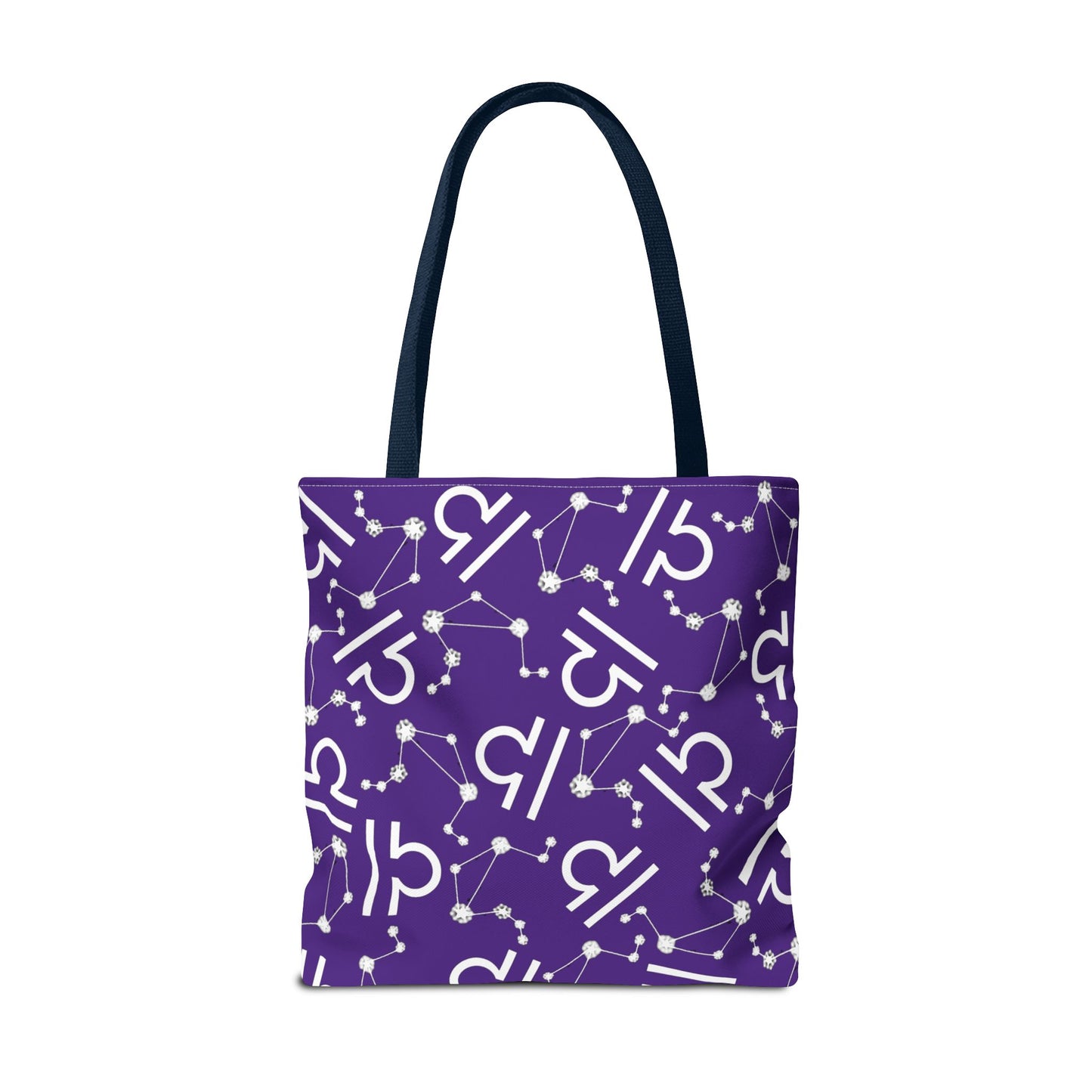 Tote Bag, Libra Zodiac Sign, AOP, (Purple, White)