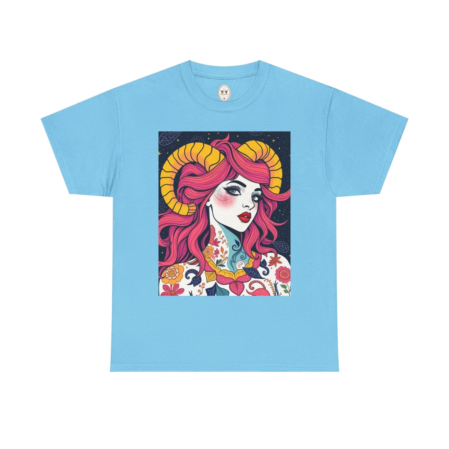 Unisex Heavy Cotton T-Shirt, Aries, Zodiac v2, Sexy Art