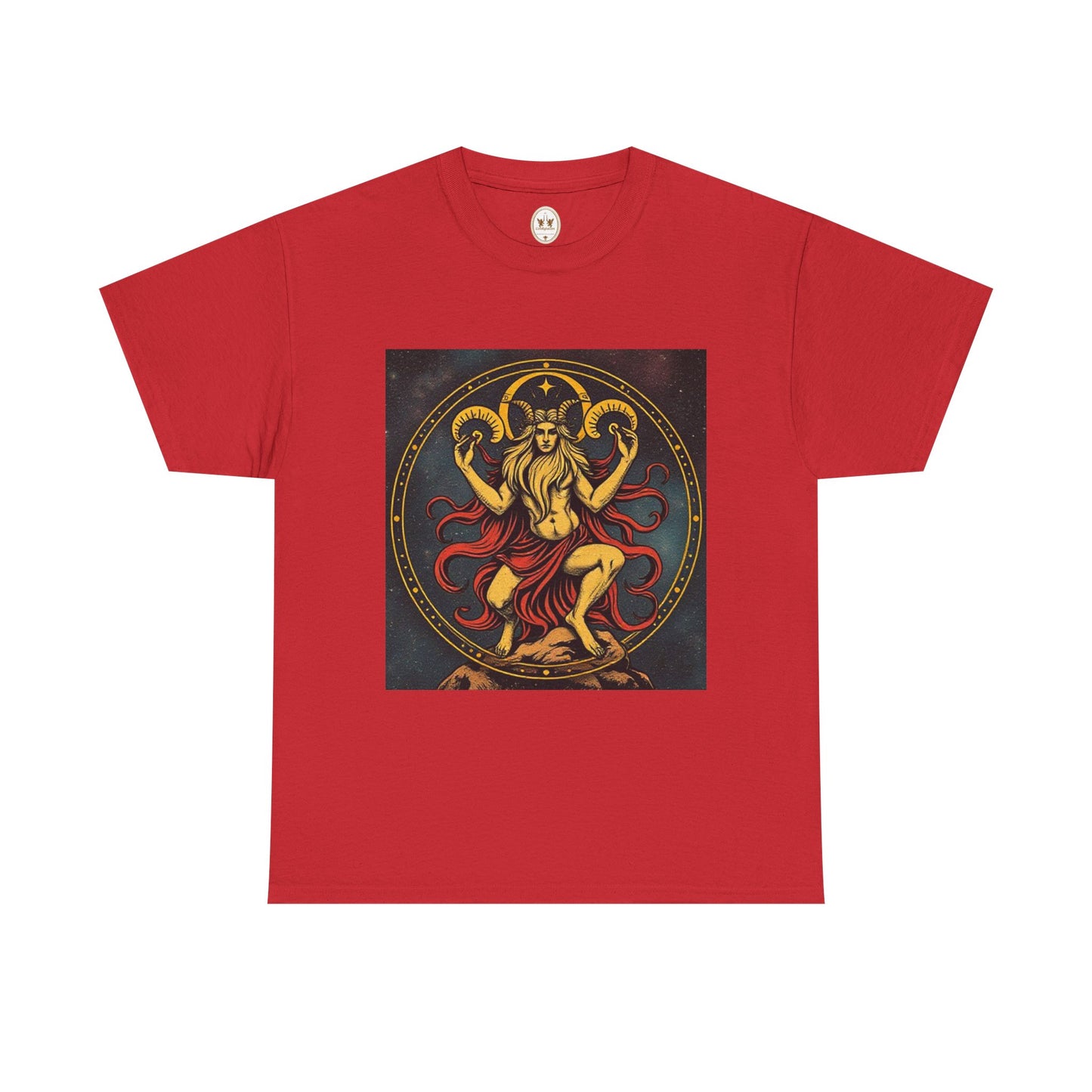 Unisex Heavy Cotton T-Shirt, Aries God 3v, Zodiac Design