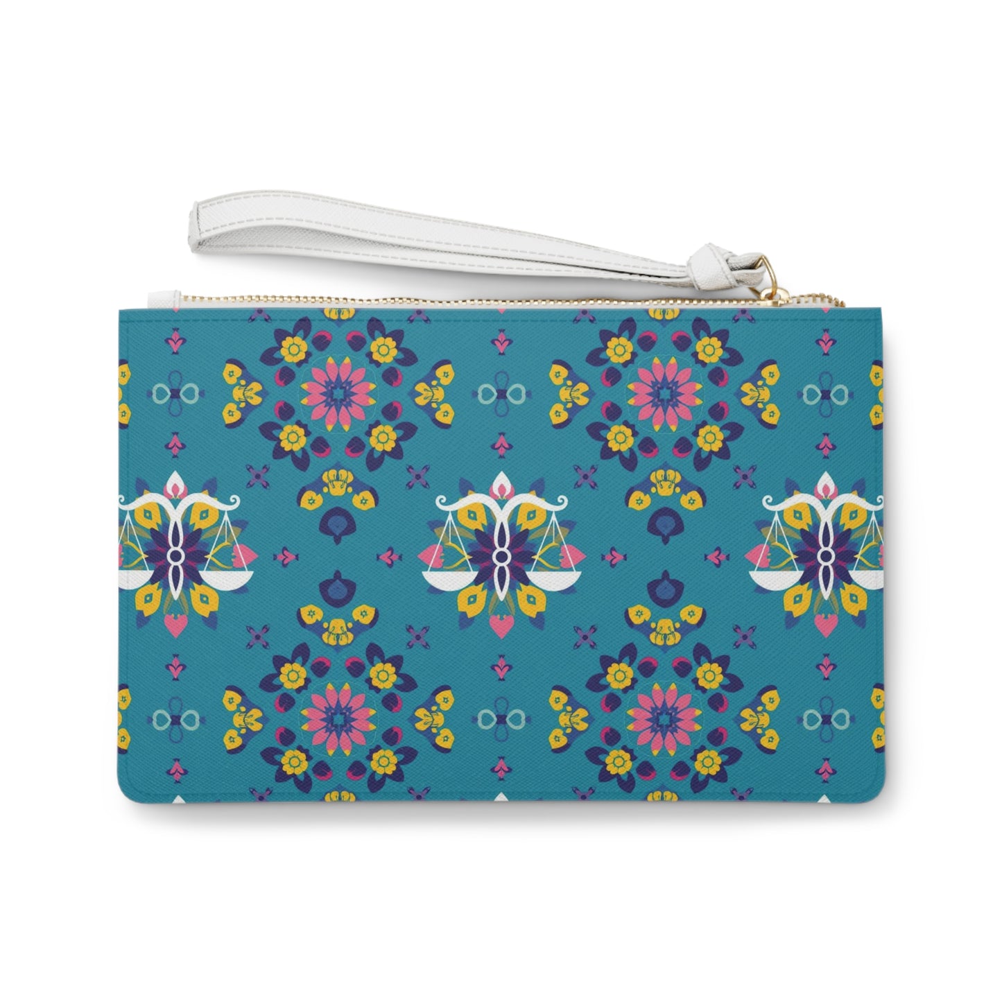 Clutch Bag, Libra, Zodiac v3, Flower Pattern