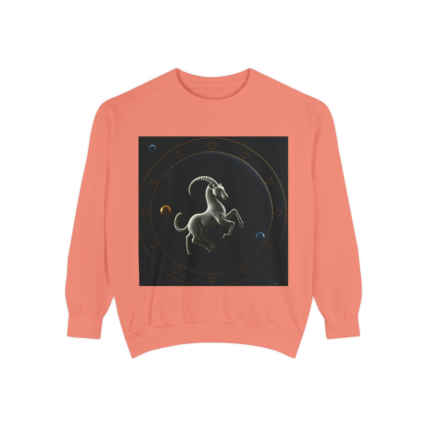 Garment-Dyed Sweatshirt, Unisex, Space Animal Design v1, Capricorn