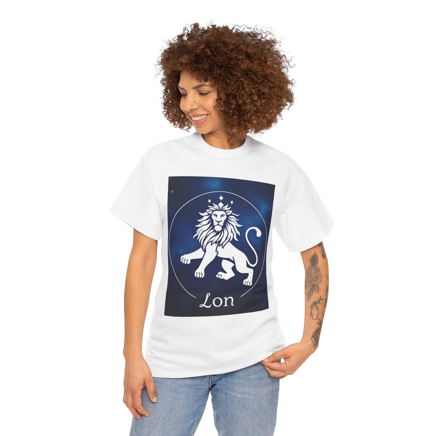 Unisex Heavy Cotton T-Shirt, Space Lion v1, Leo Zodiac Design