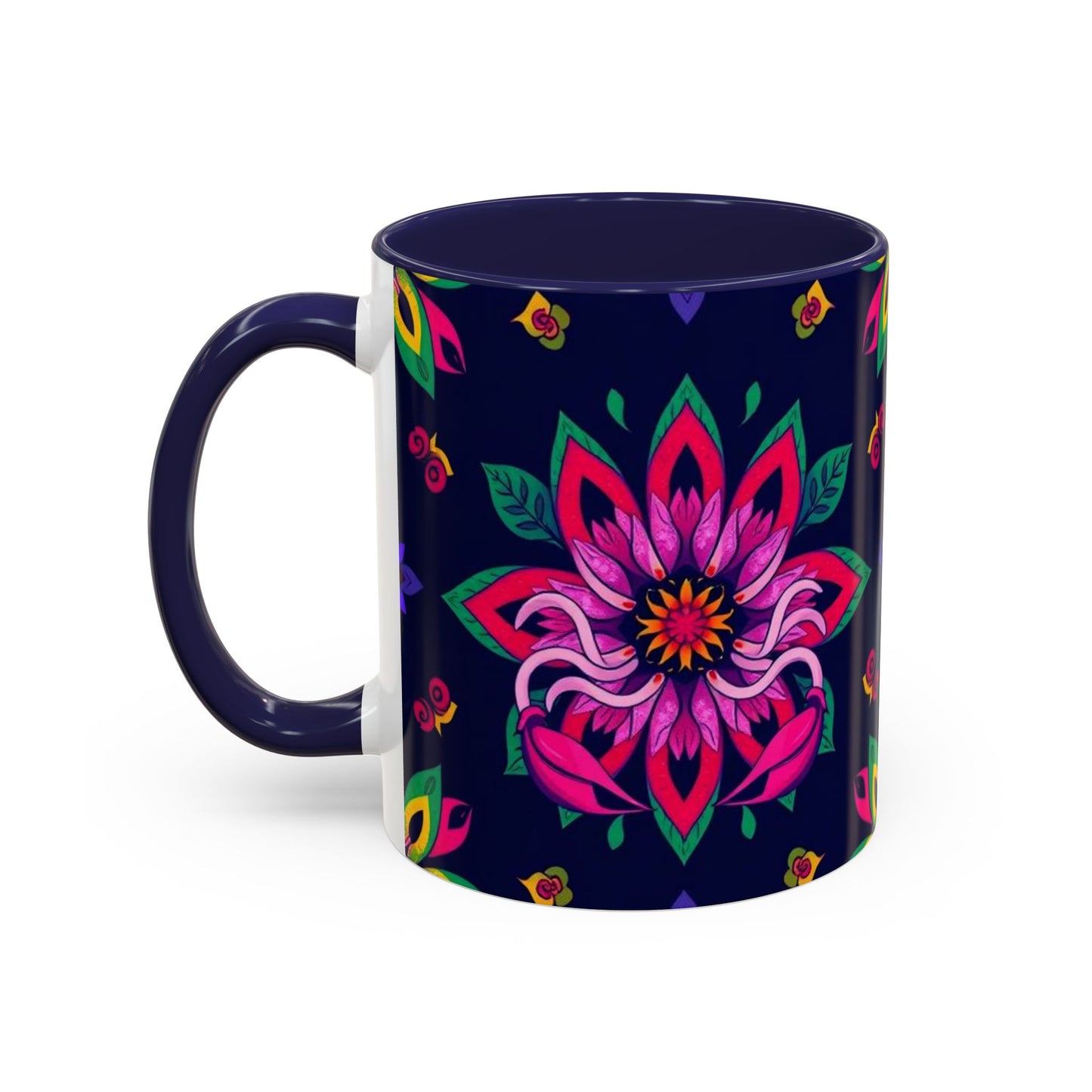 Accent Coffee Mug, Scorpio, Zodiac v4. Flower Pattern, (11, 15oz)