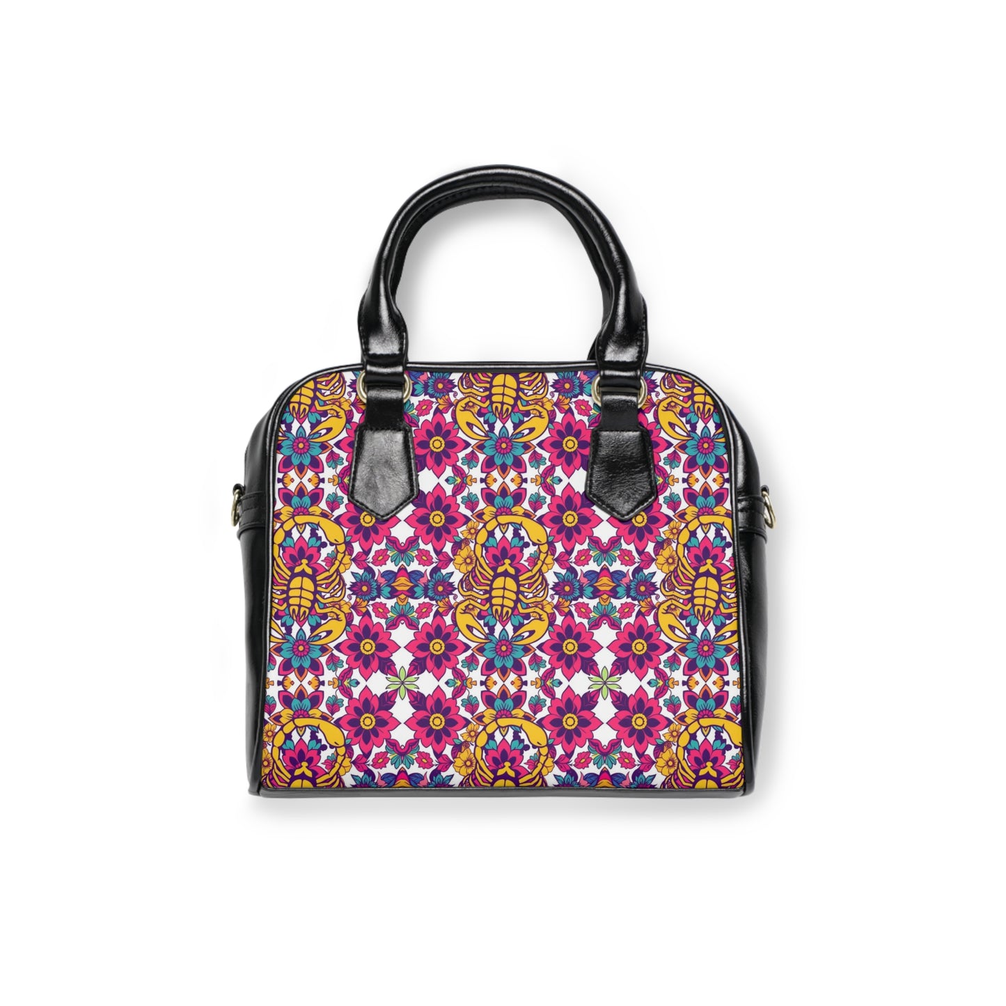 Shoulder Handbag, Scorpio, Zodiac v1, Flower Pattern
