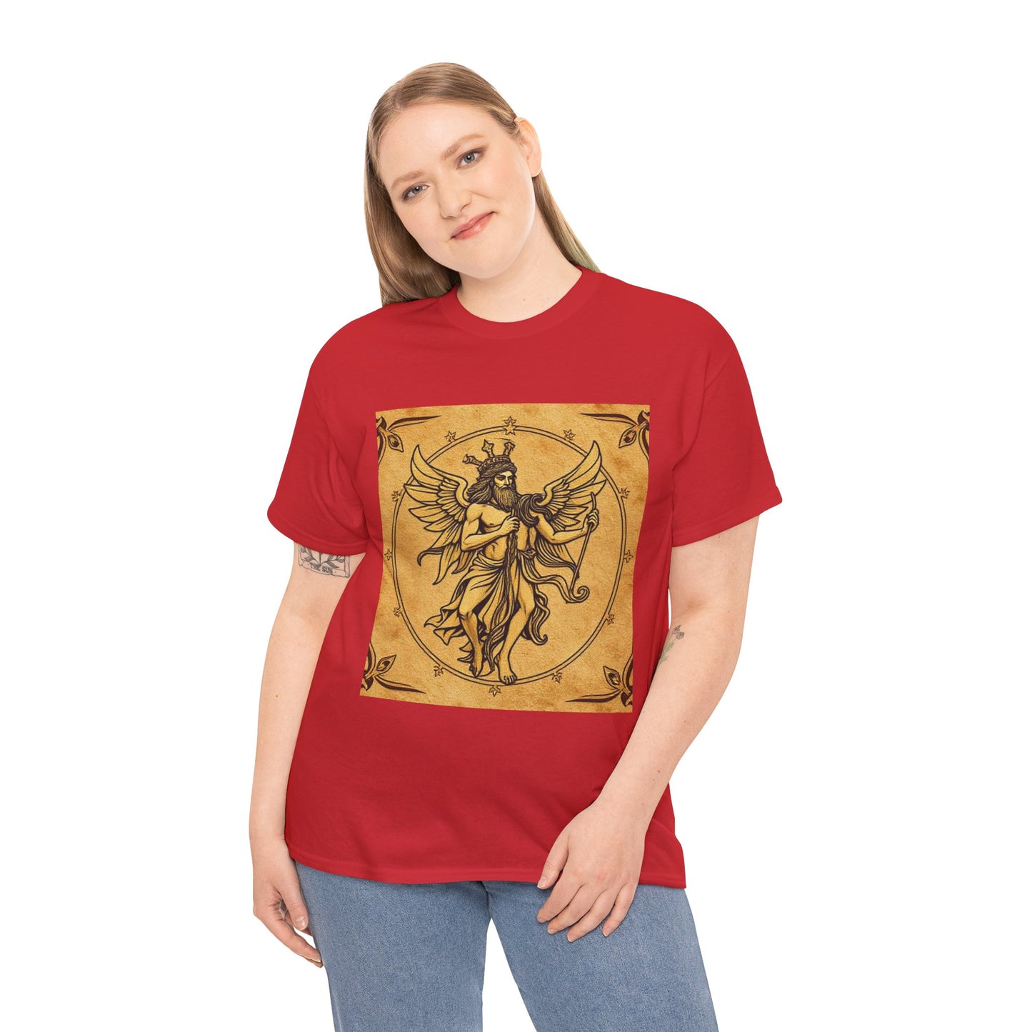 Unisex Heavy Cotton T-Shirt, Pencil Art v1, Gemini Zodiac Design