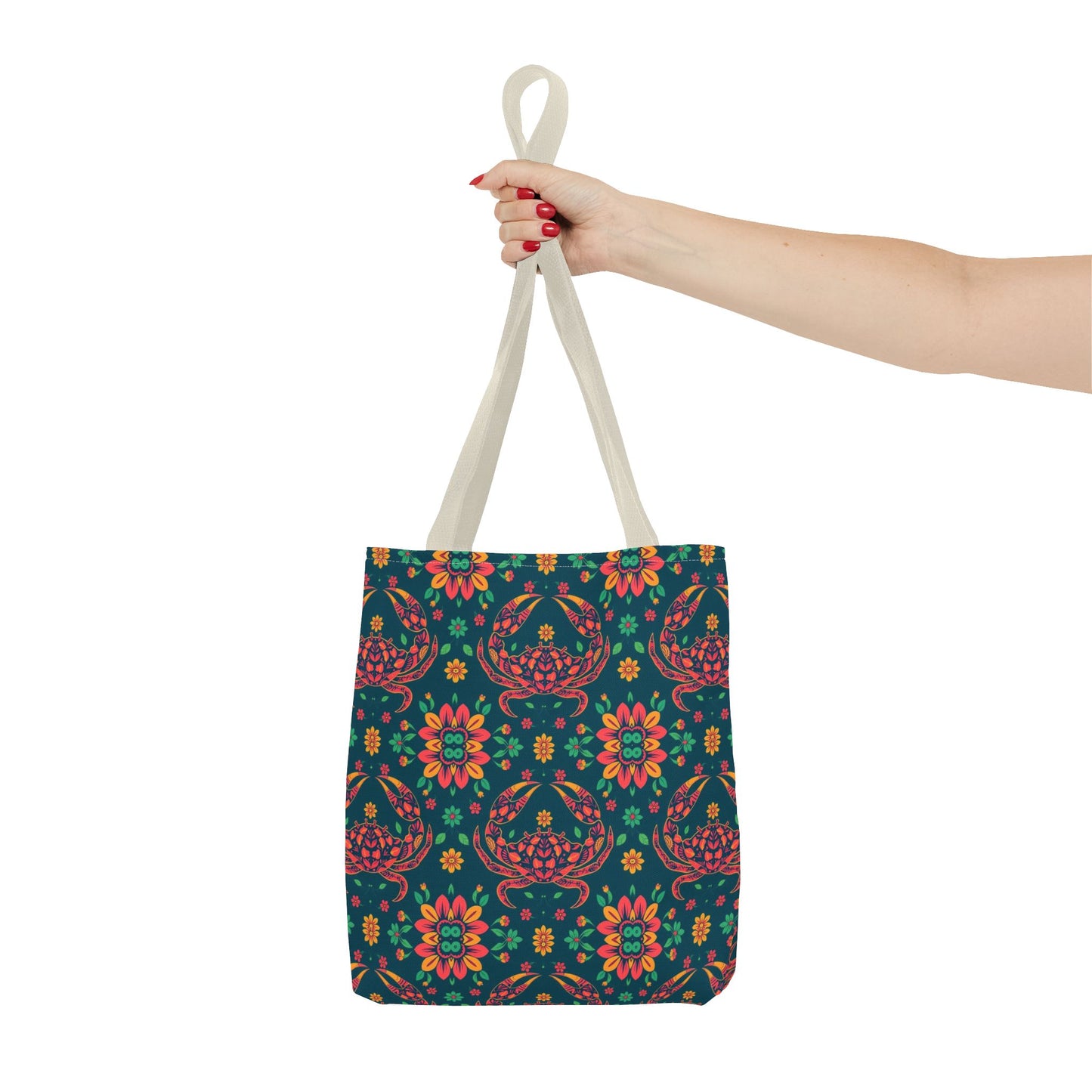 Tote Bag (AOP), Cancer, Zodiac v2, Flower Pattern
