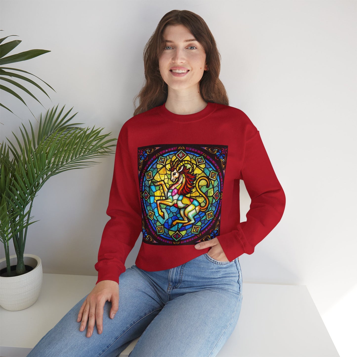 Unisex Heavy Blend™ Crewneck Sweatshirt, Glass, Capricorn Zodiac Design