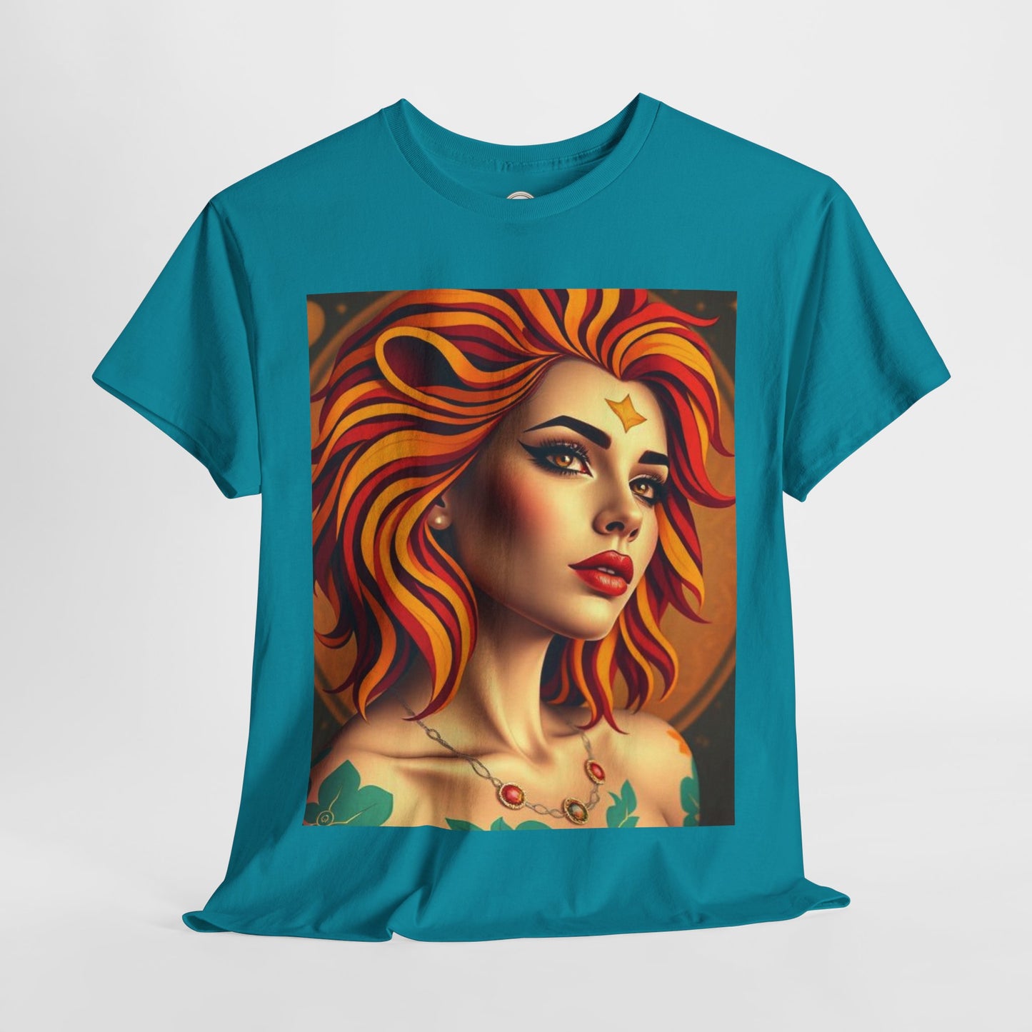 Unisex Heavy Cotton T-Shirt, Leo, Zodiac v3, Sexy Art