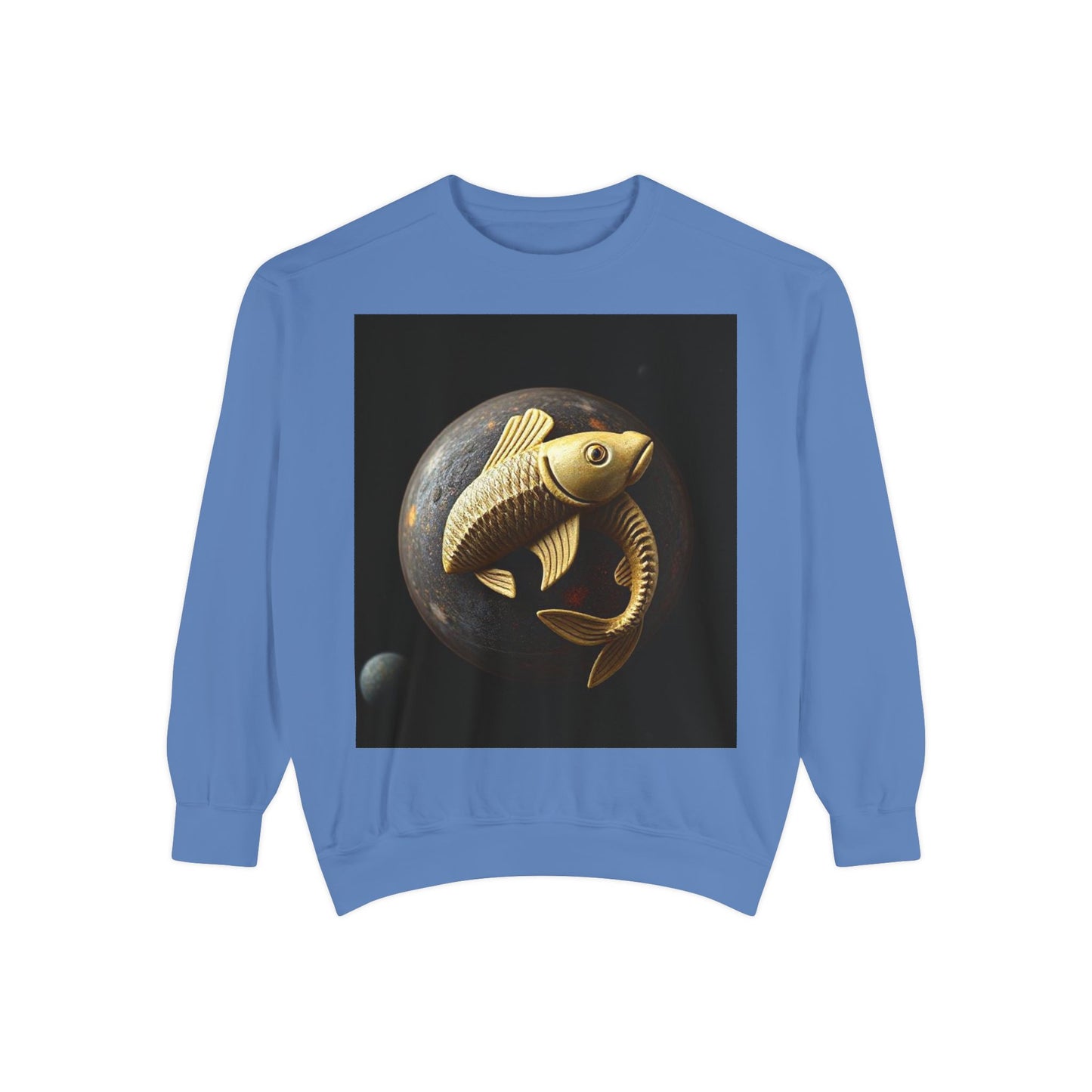Garment-Dyed Sweatshirt, Unisex, Space Animal Design v1, Pisces
