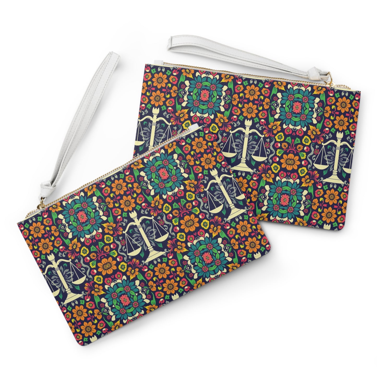 Clutch Bag, Libra, Zodiac v1, Flower Pattern