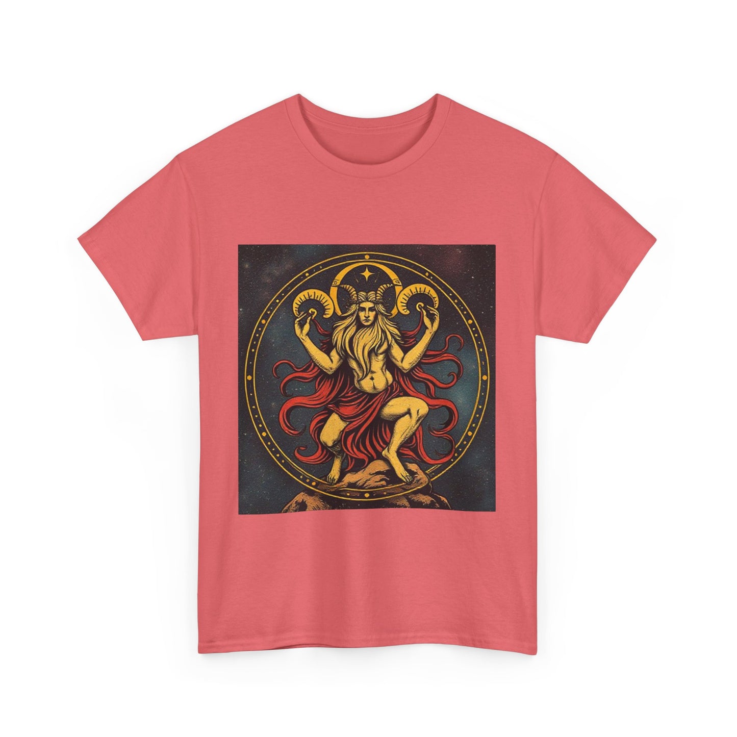 Unisex Heavy Cotton T-Shirt, Aries God 2v, Zodiac Design