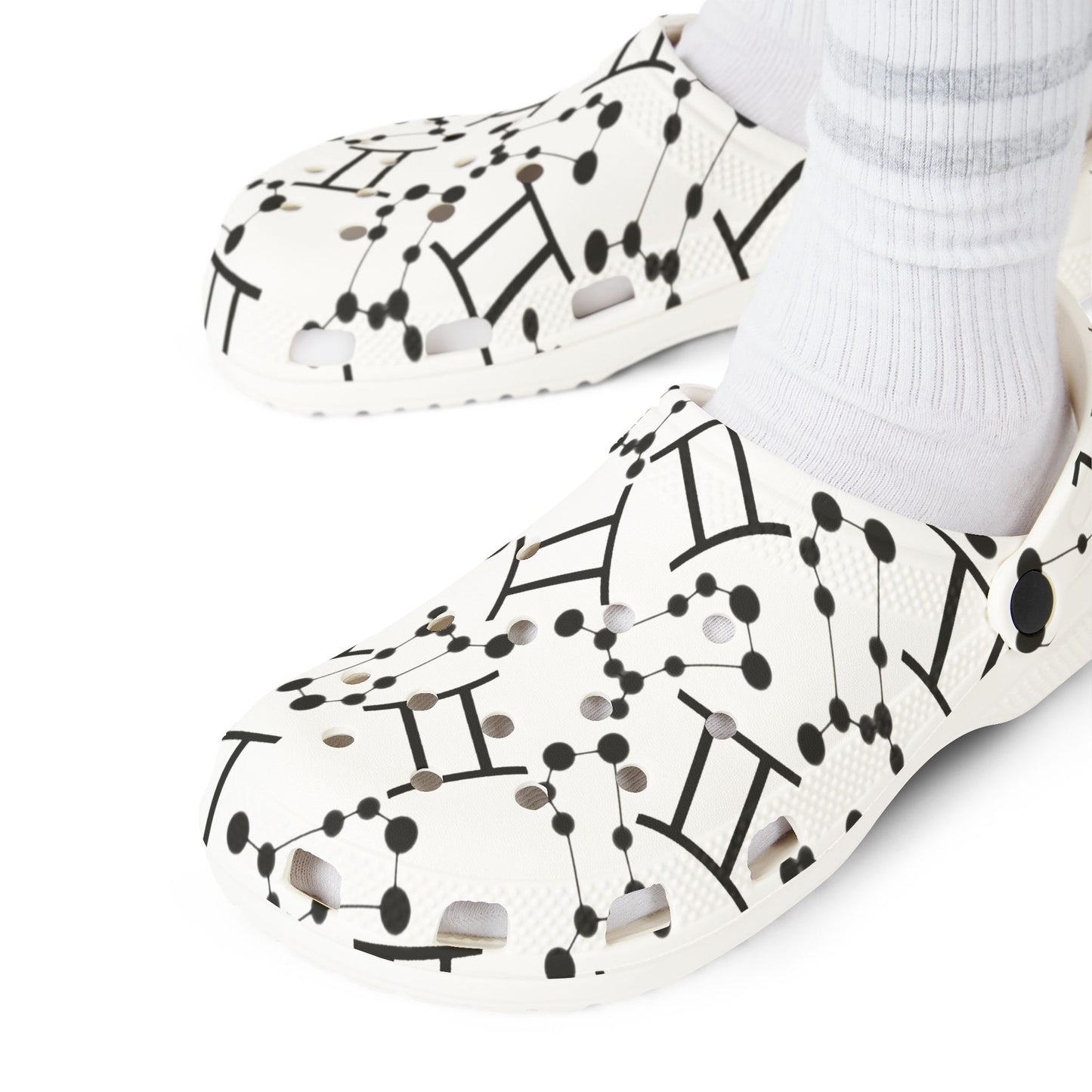 EVA Foam Rubber Shoes (AOP), Material 100% EVA, Gemini Zodiac Design