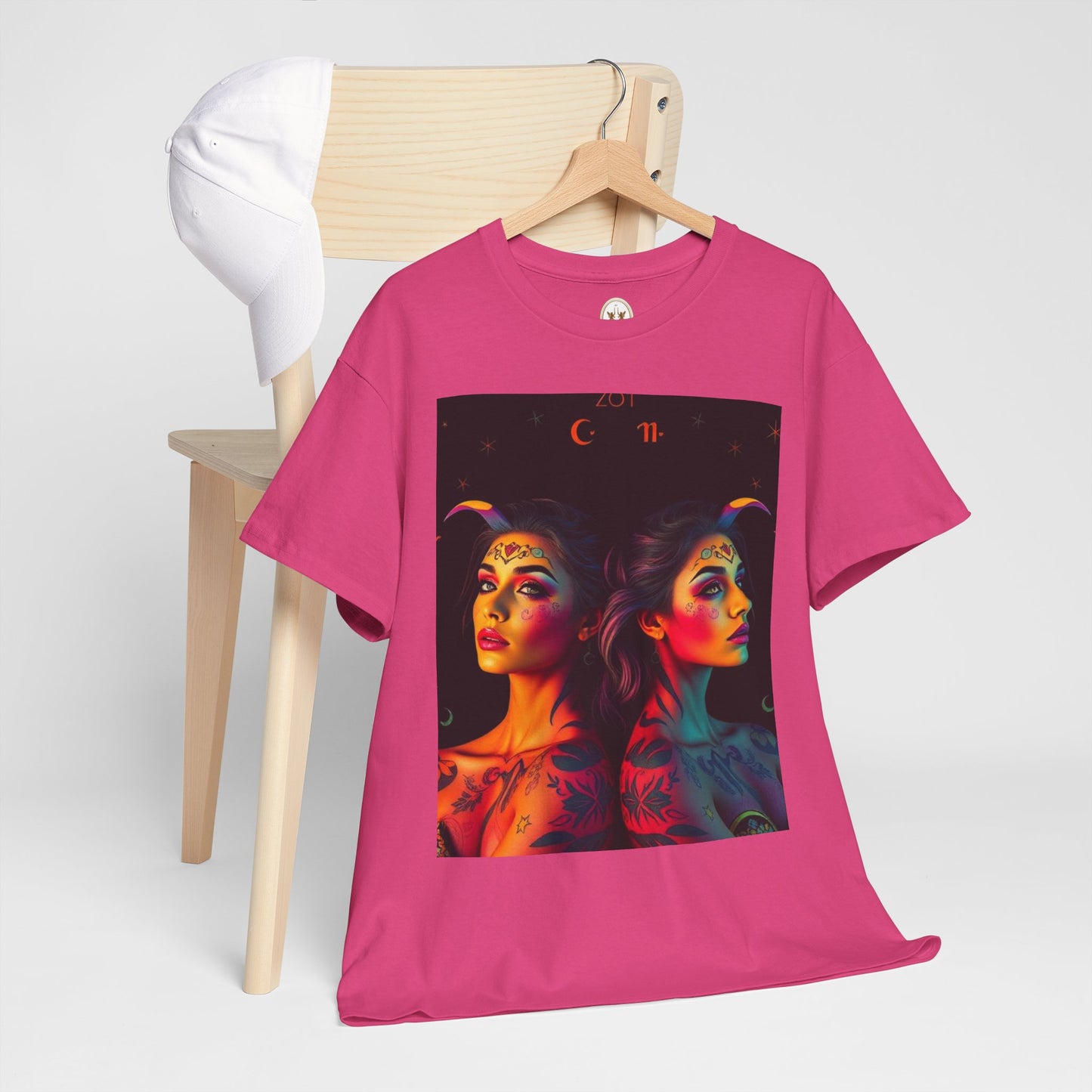 Unisex Heavy Cotton T-Shirt, Gemini, Zodiac, Sexy Art