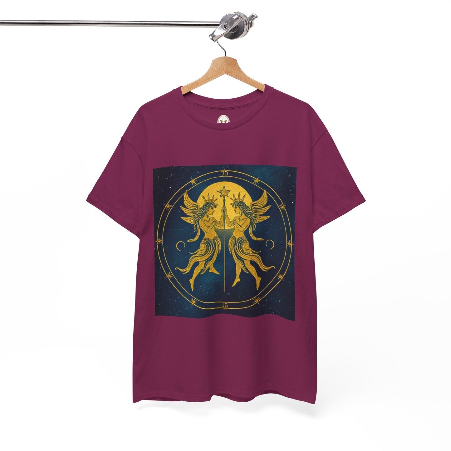Unisex Heavy Cotton T-Shirt, Space Twins v3, Gemini Zodiac Design