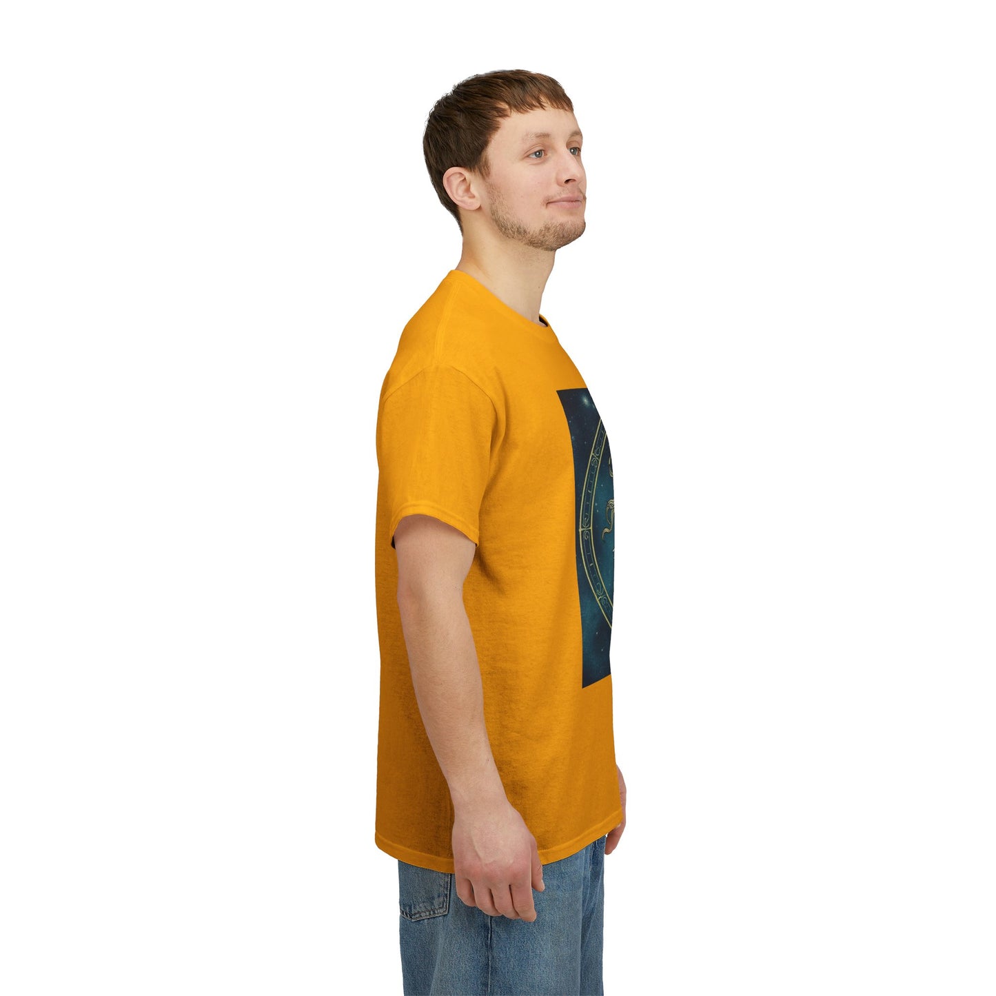 Unisex Heavy Cotton T-Shirt, Aquarius God 6v, Zodiac Design
